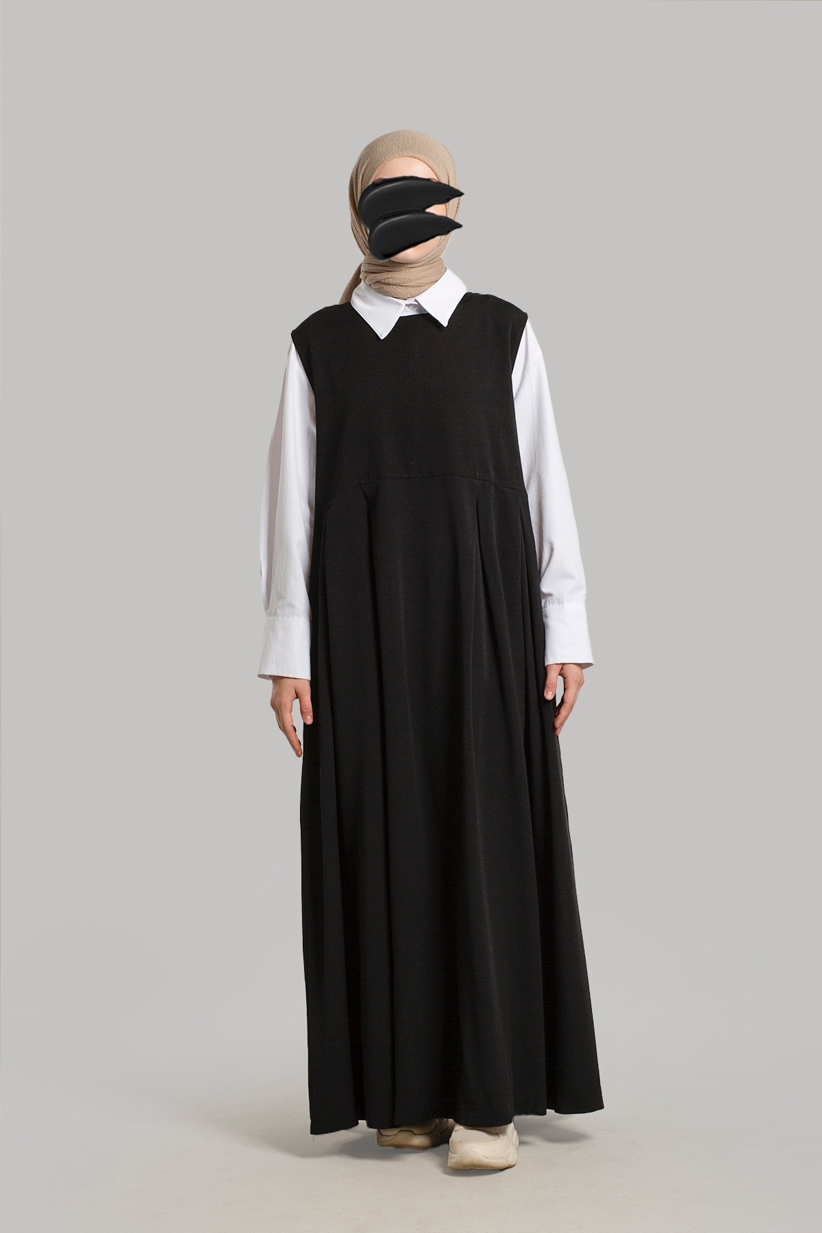 Linen Vest Dress - Black