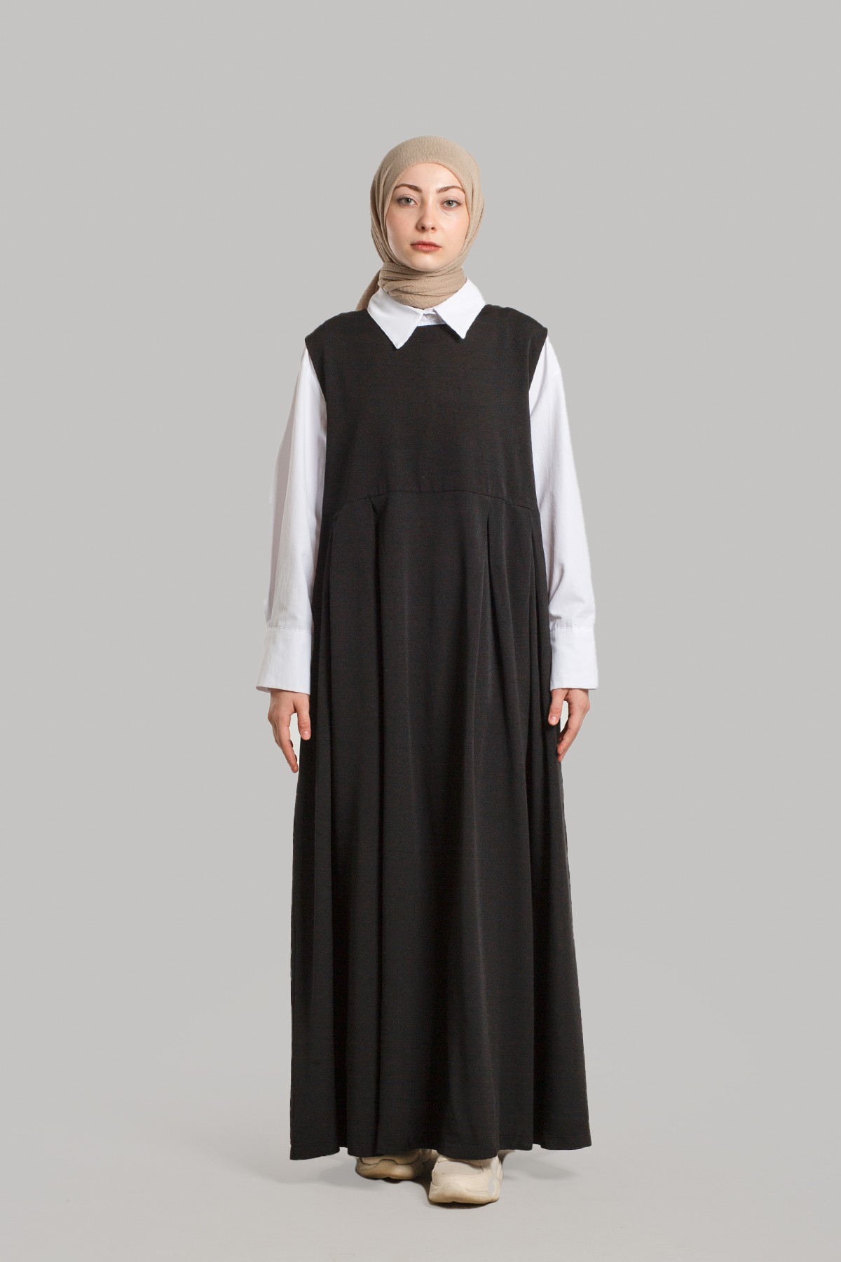 Linen Vest Dress - Black