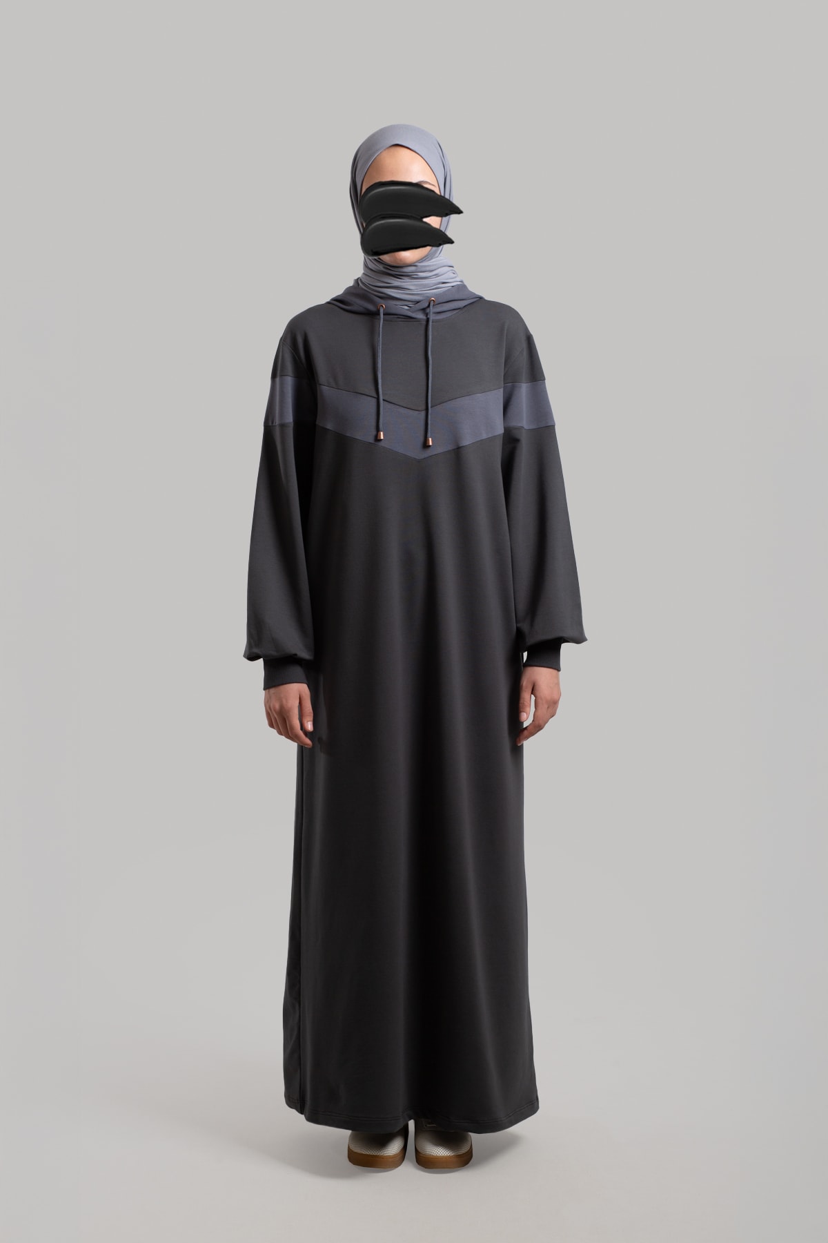 Casual Cotton Dress with Garnish Details - Smoke