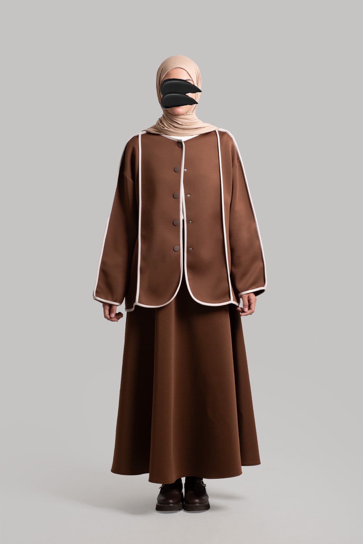 Puffy Scuba Piped Jacket - Brown