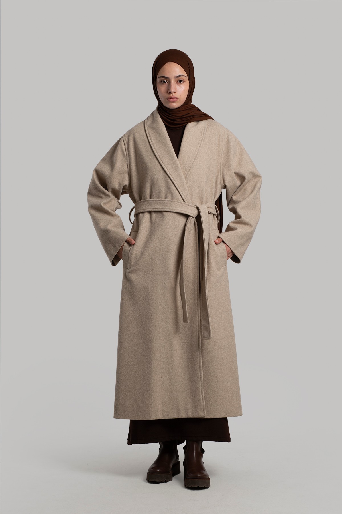 Shawl Lapel Overcoat - Latte