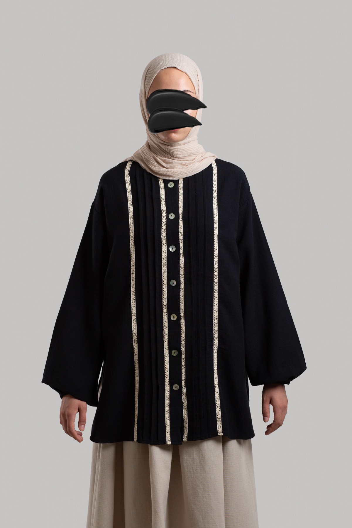 Muslin Shirt with Pintuck Details