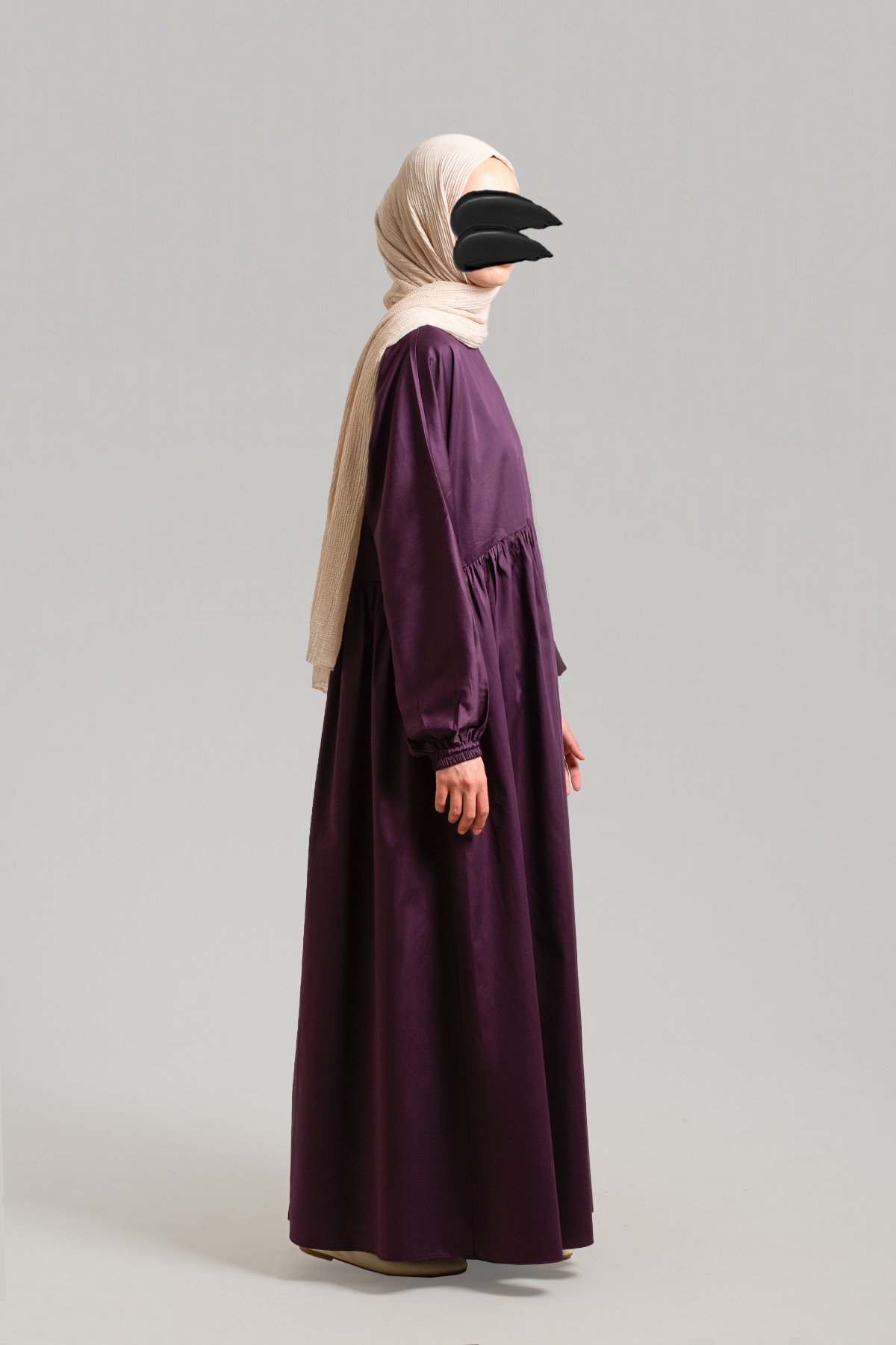 Basic Cotton Satin Dress - Dark Purple