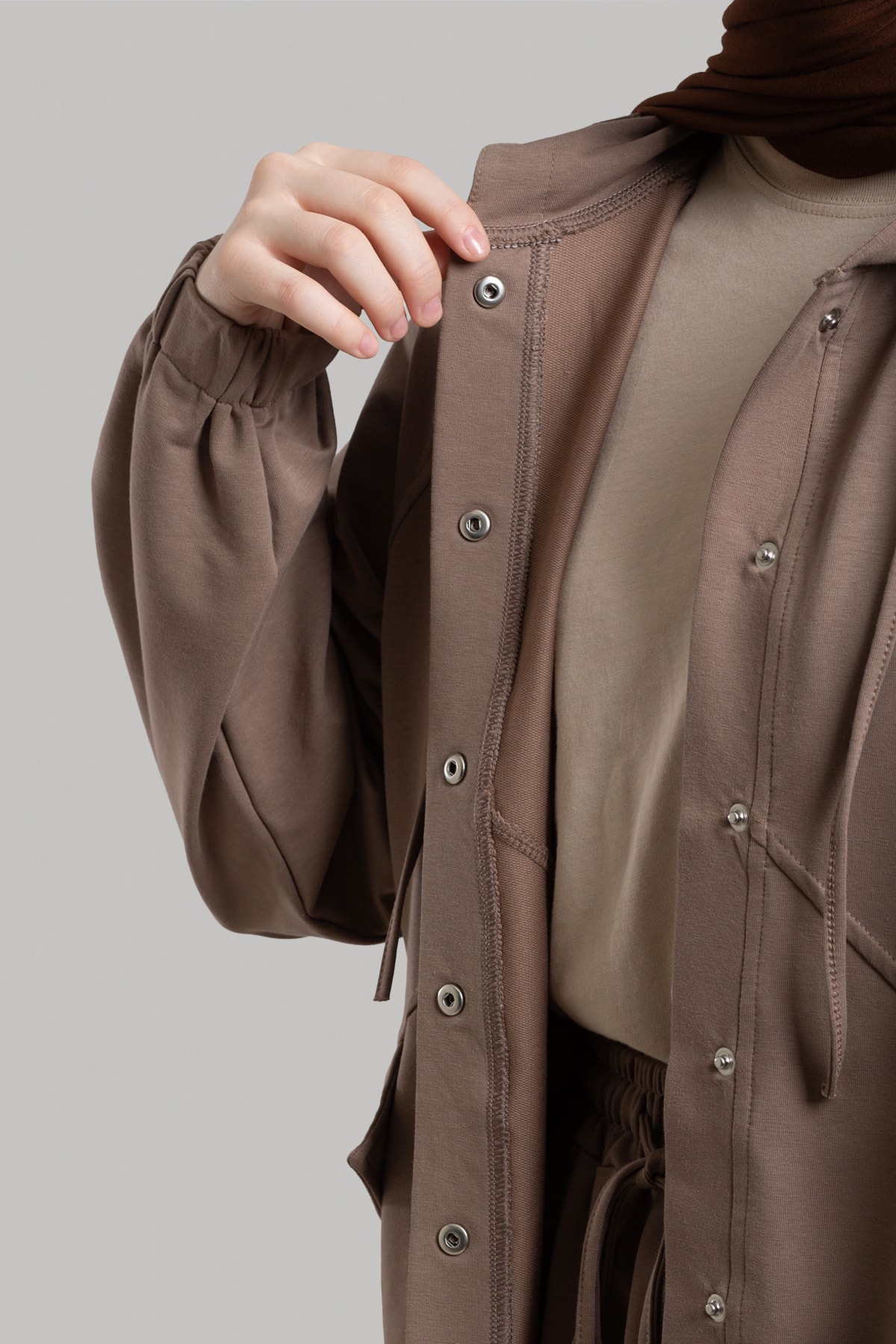 Snap-Button Bomber Sweatshirt