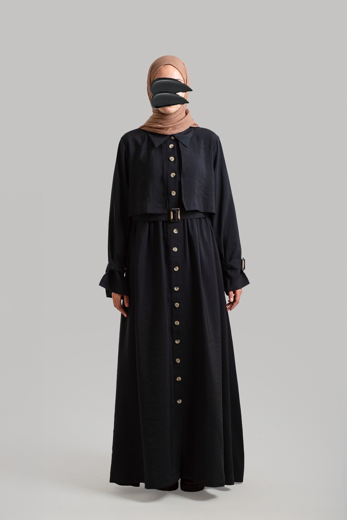 Modal Trench Dress - Black