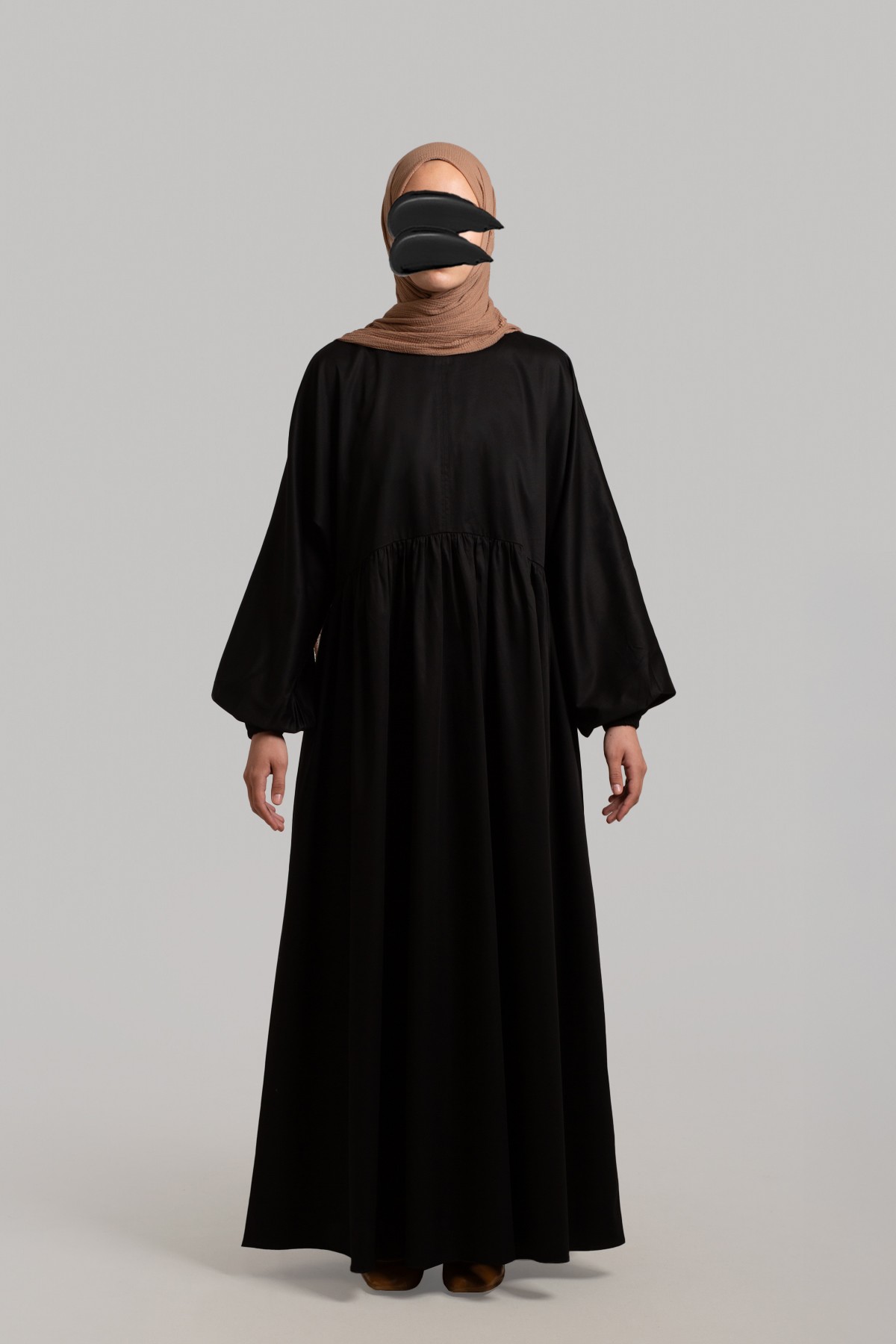 Basic Cotton Satin Dress - Black