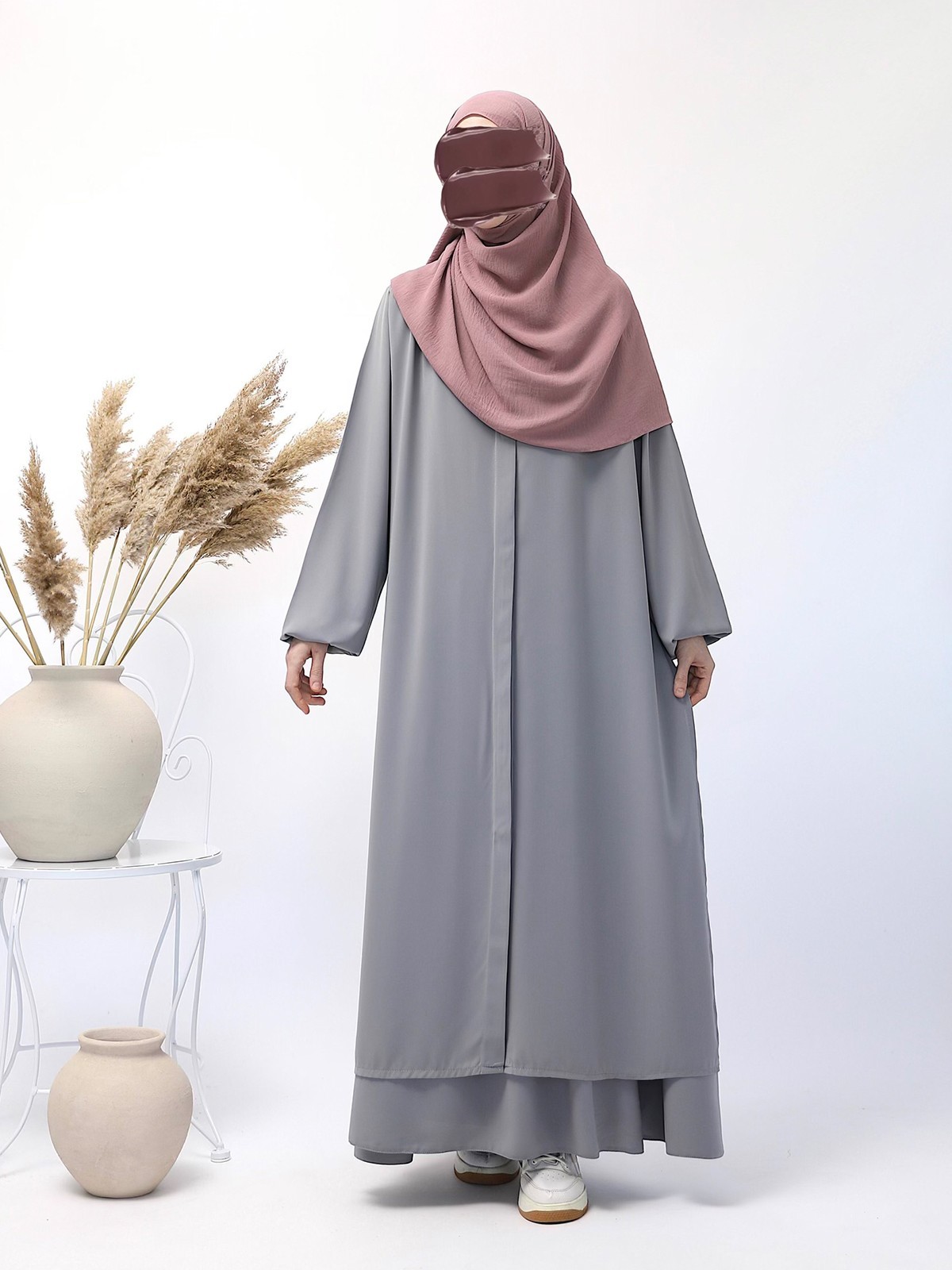 Long Skirt Abaya - Gray