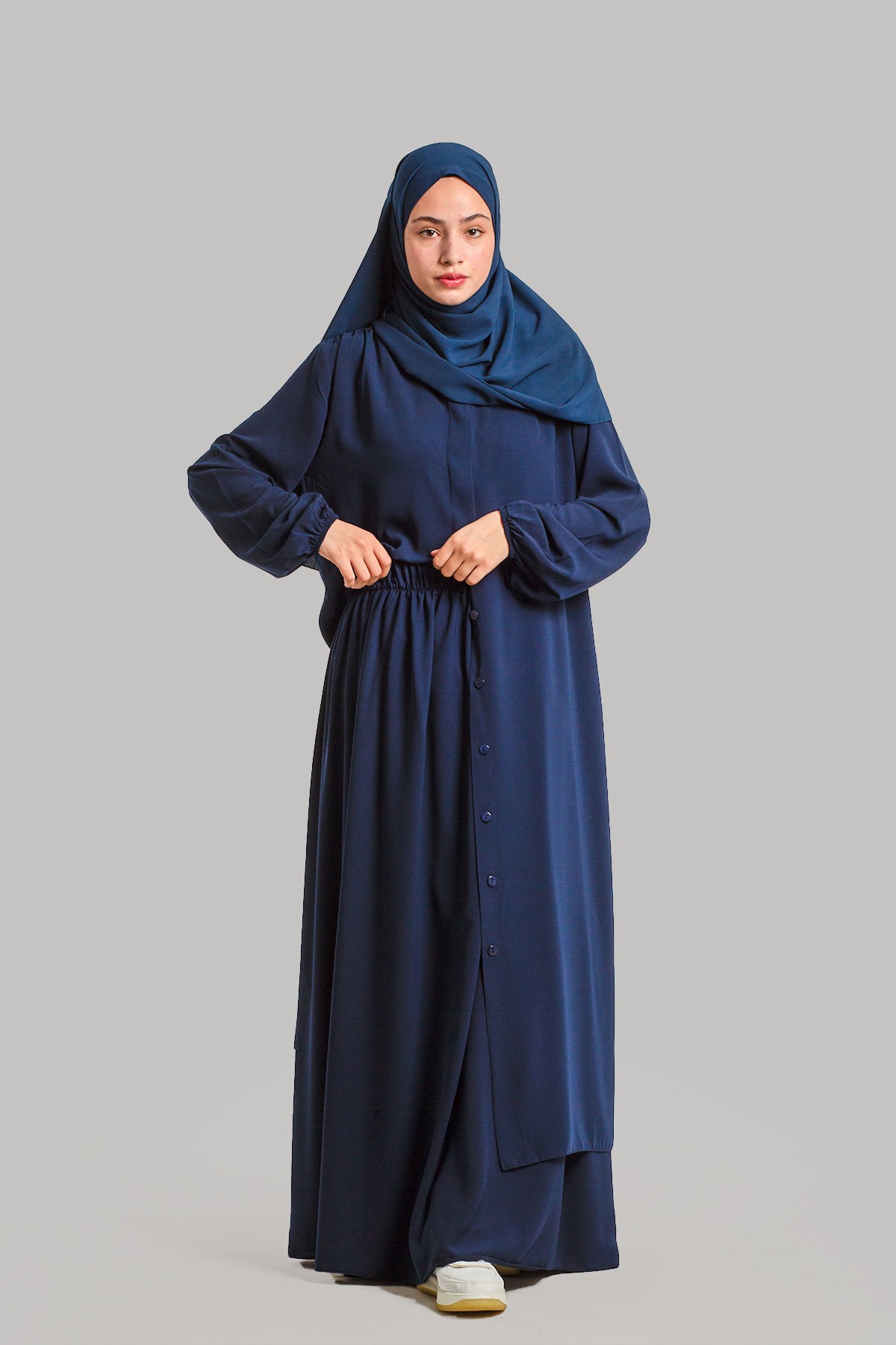 Long Skirt Abaya - Navy Blue