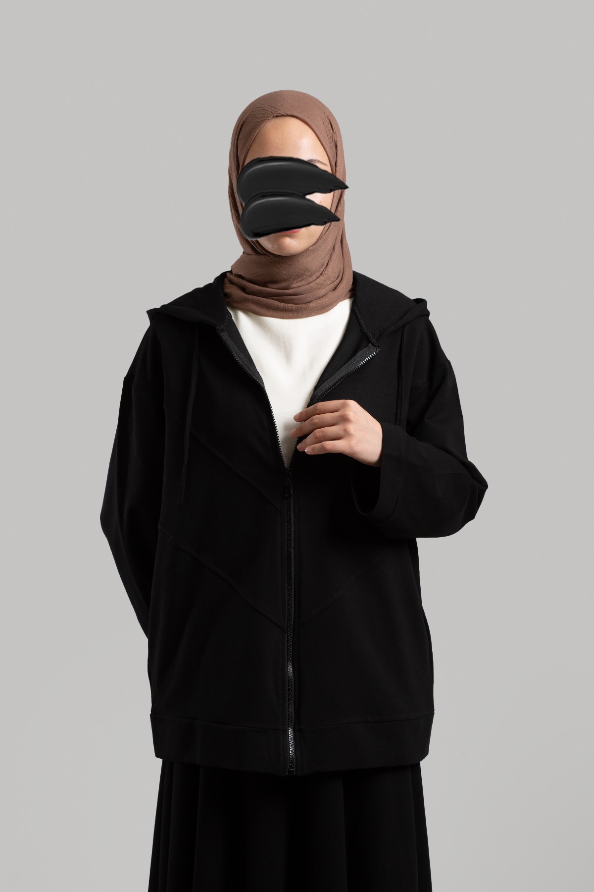Form-Stitched Zipped Sweatshirt