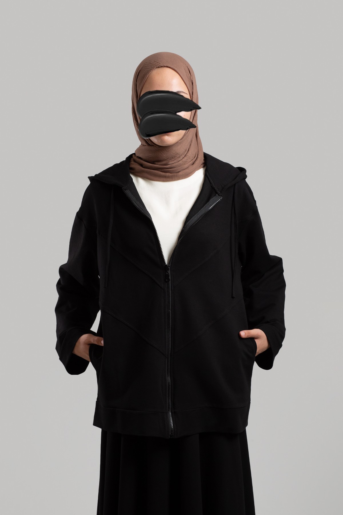 Form-Stitched Zipped Sweatshirt