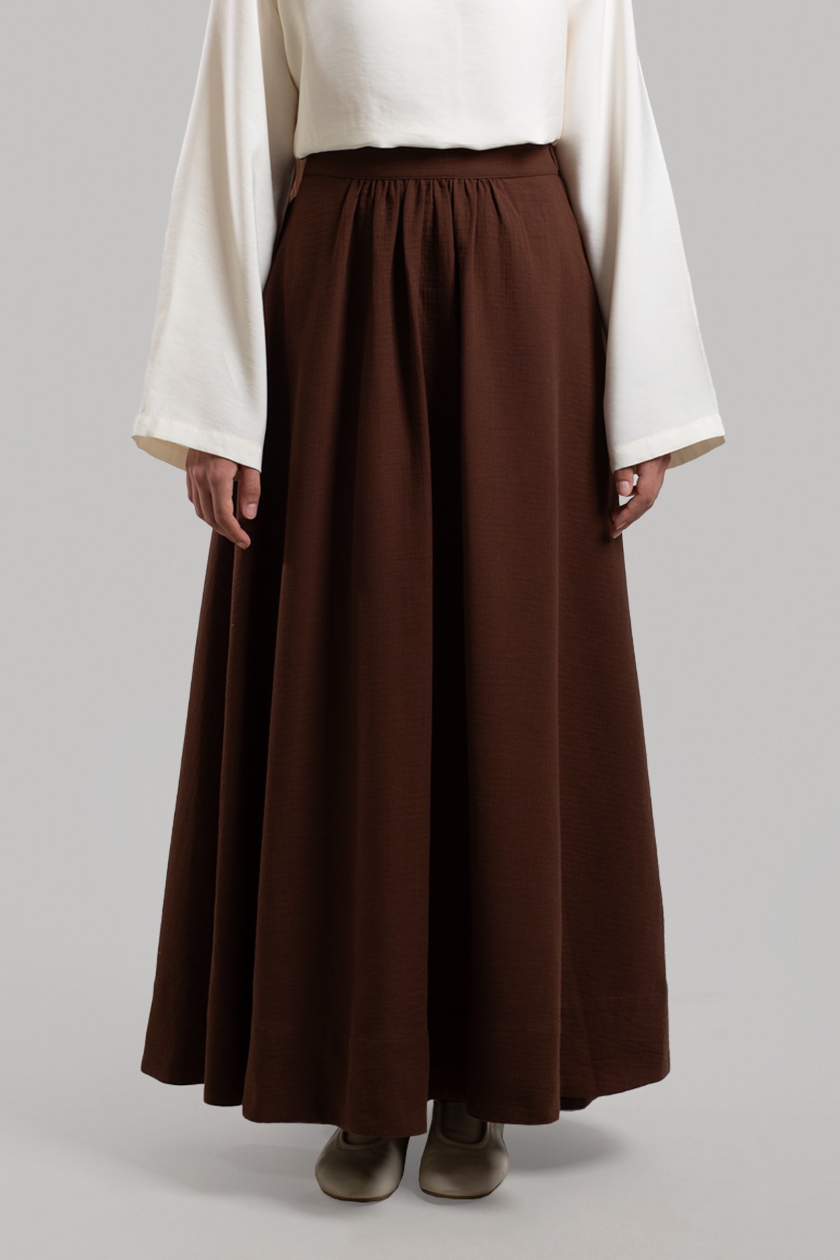 Gathered Muslin Skirt - Bitter Brown