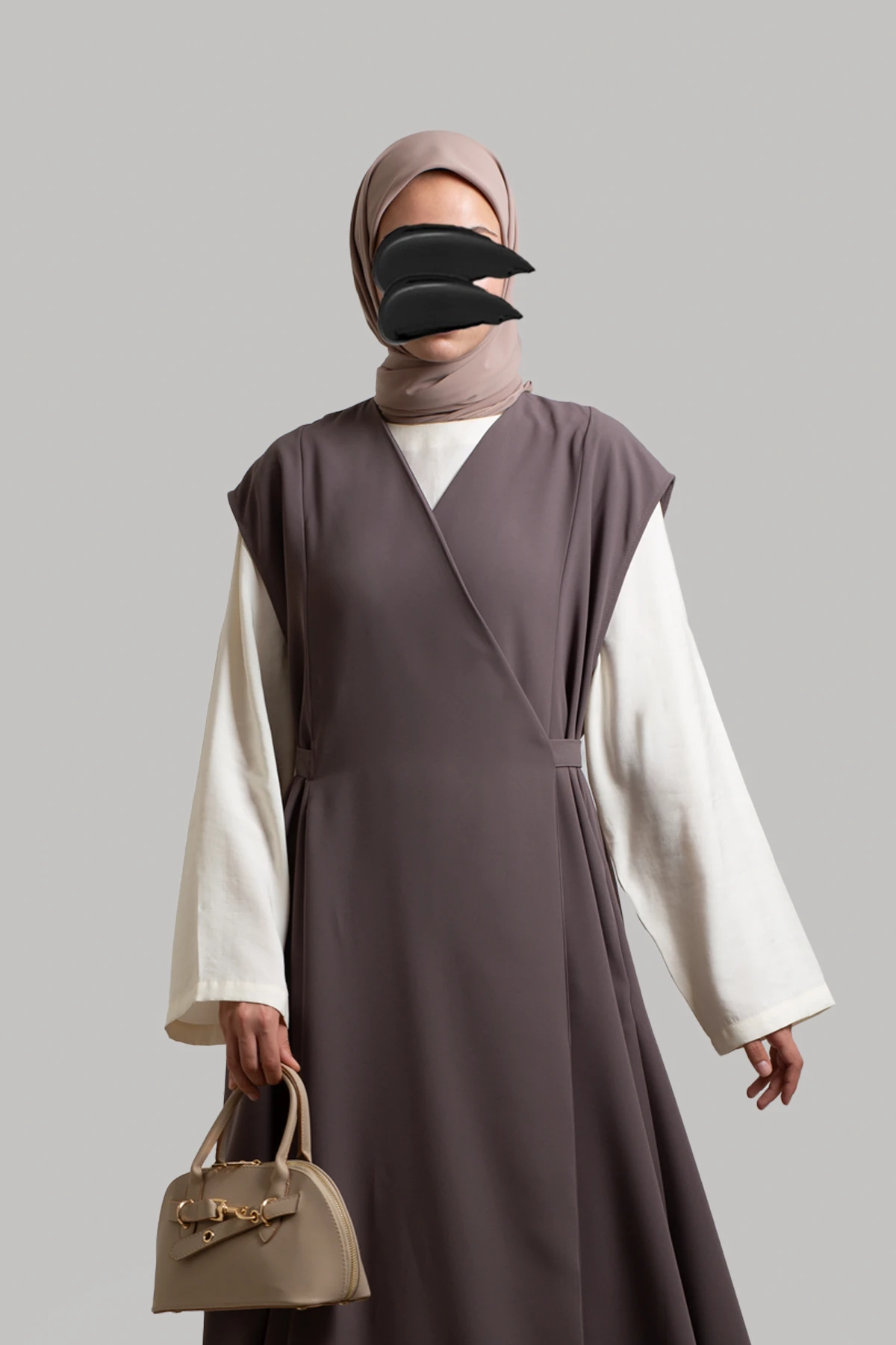 Wrap Crepe Pinafore Dress