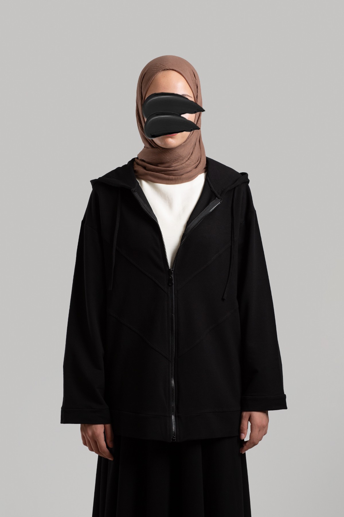 Form-Stitched Zipped Sweatshirt