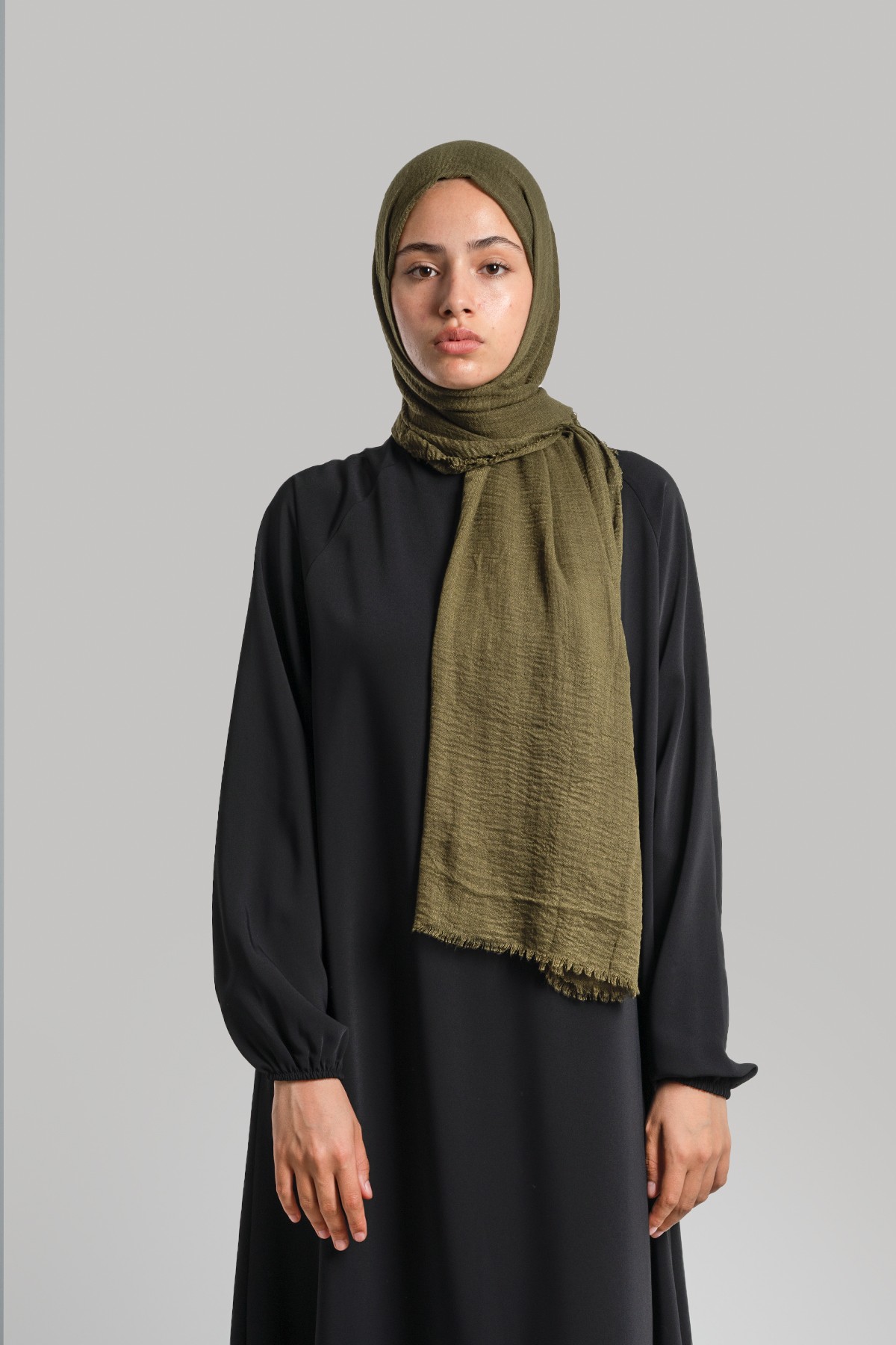 Cotton Crash Shawl - Khaki