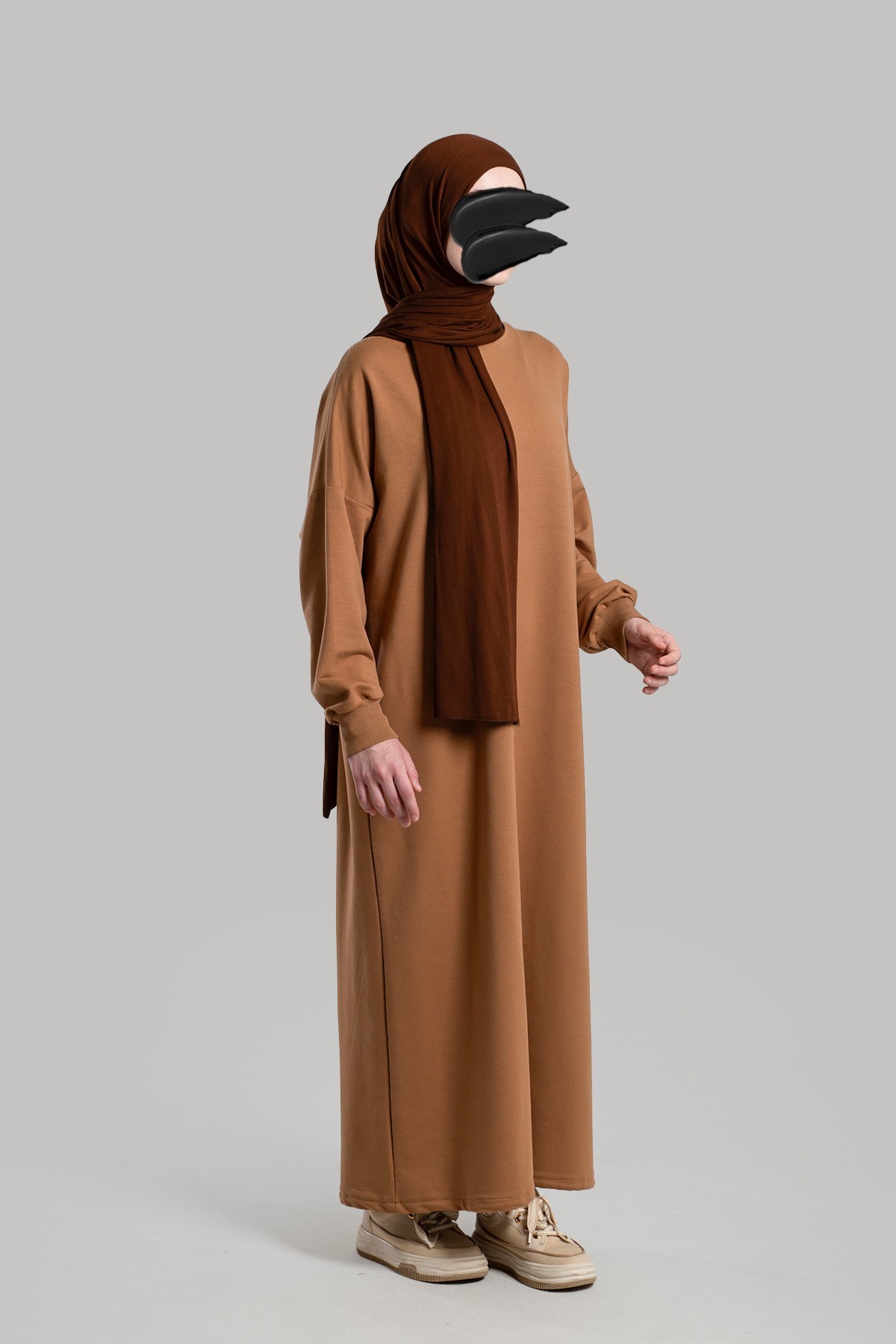 Long Knitted Dress - Camel