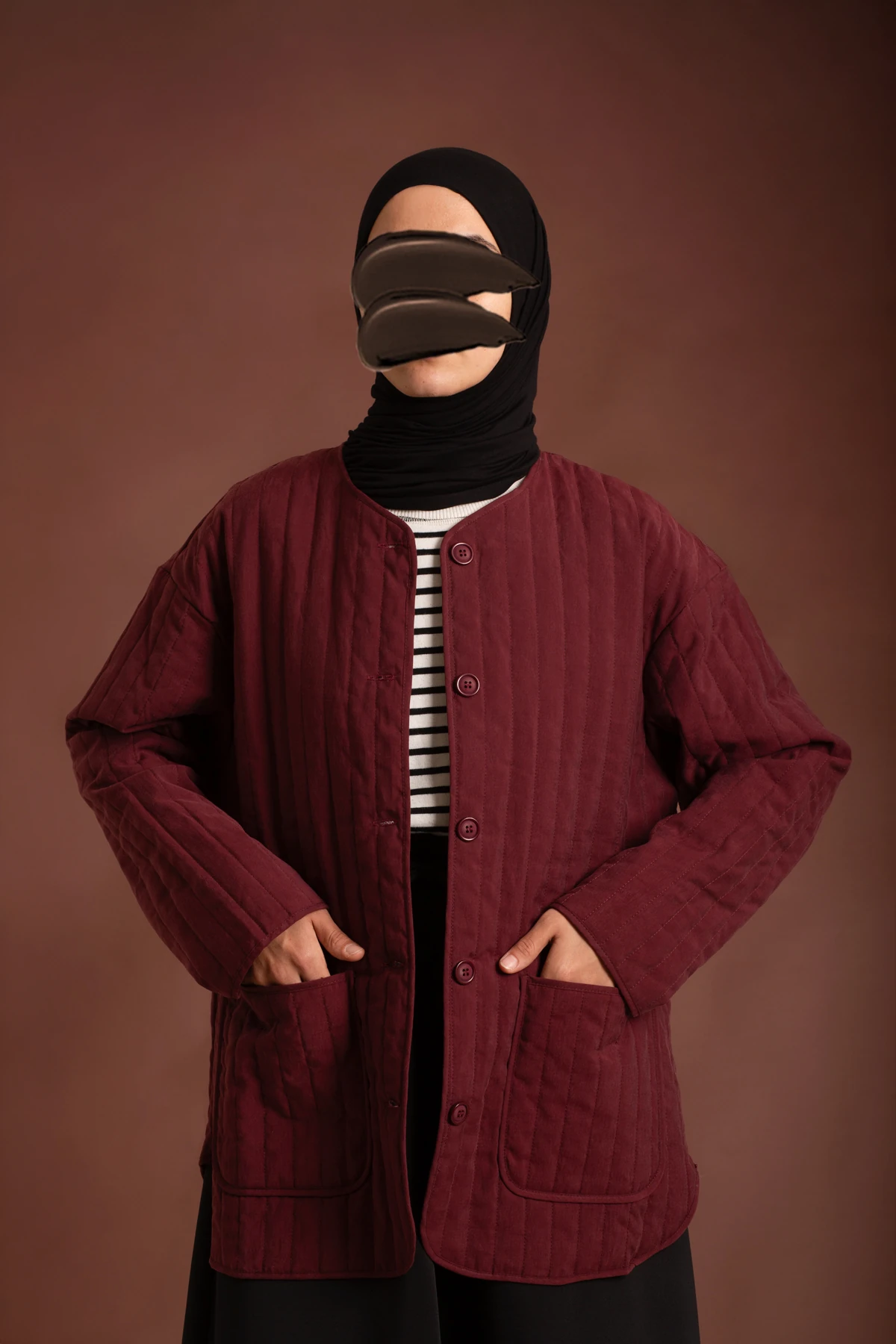 Tencel Quilted Jacket - Burgundy