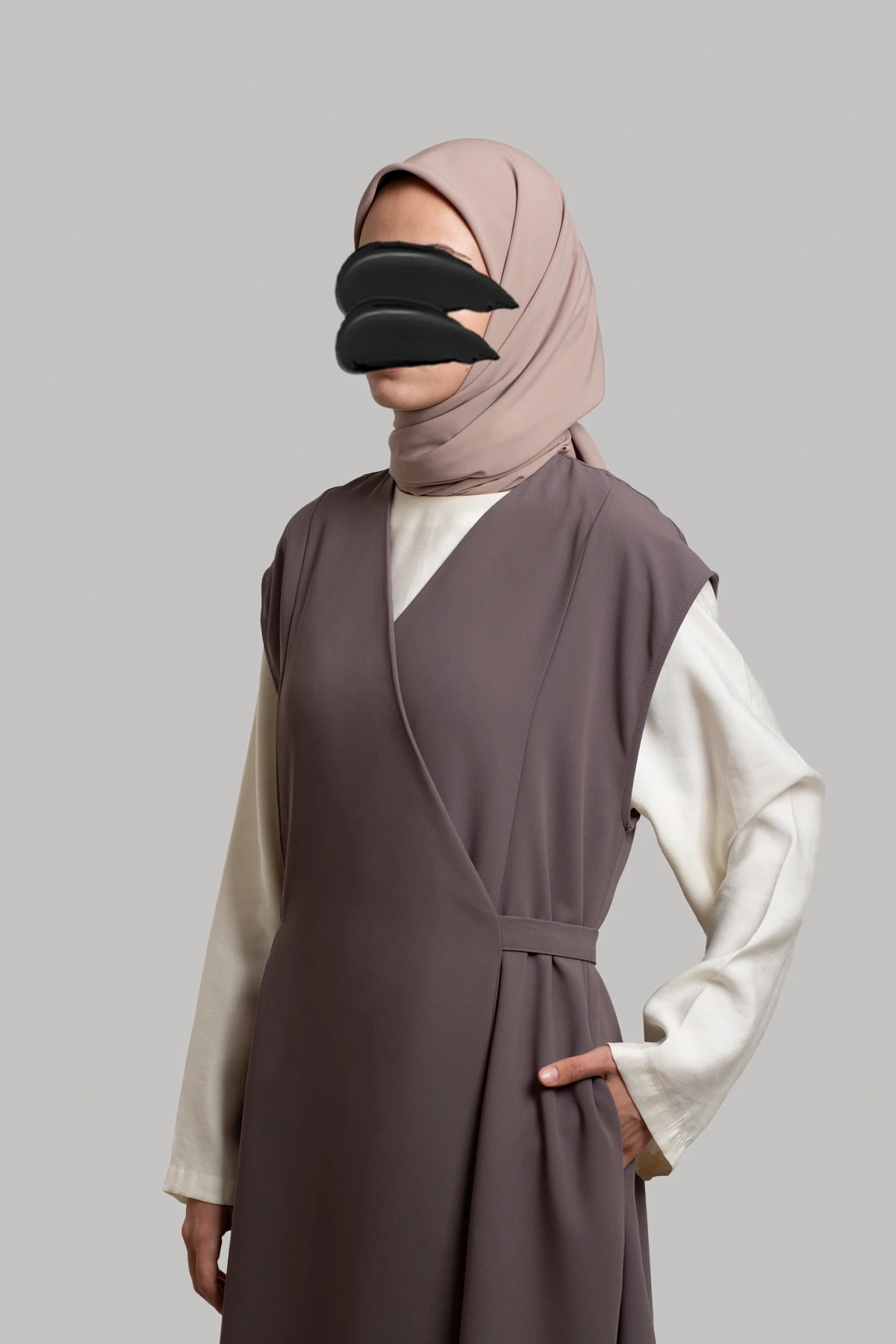 Wrap Crepe Pinafore Dress