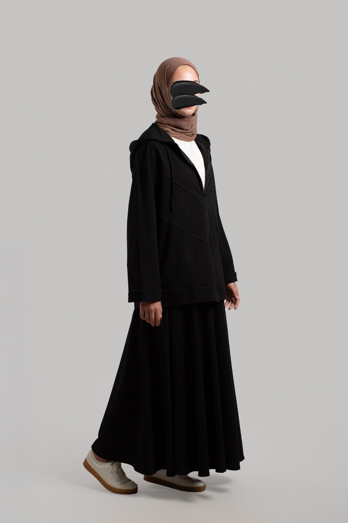 Form-Stitched Zipped Sweatshirt