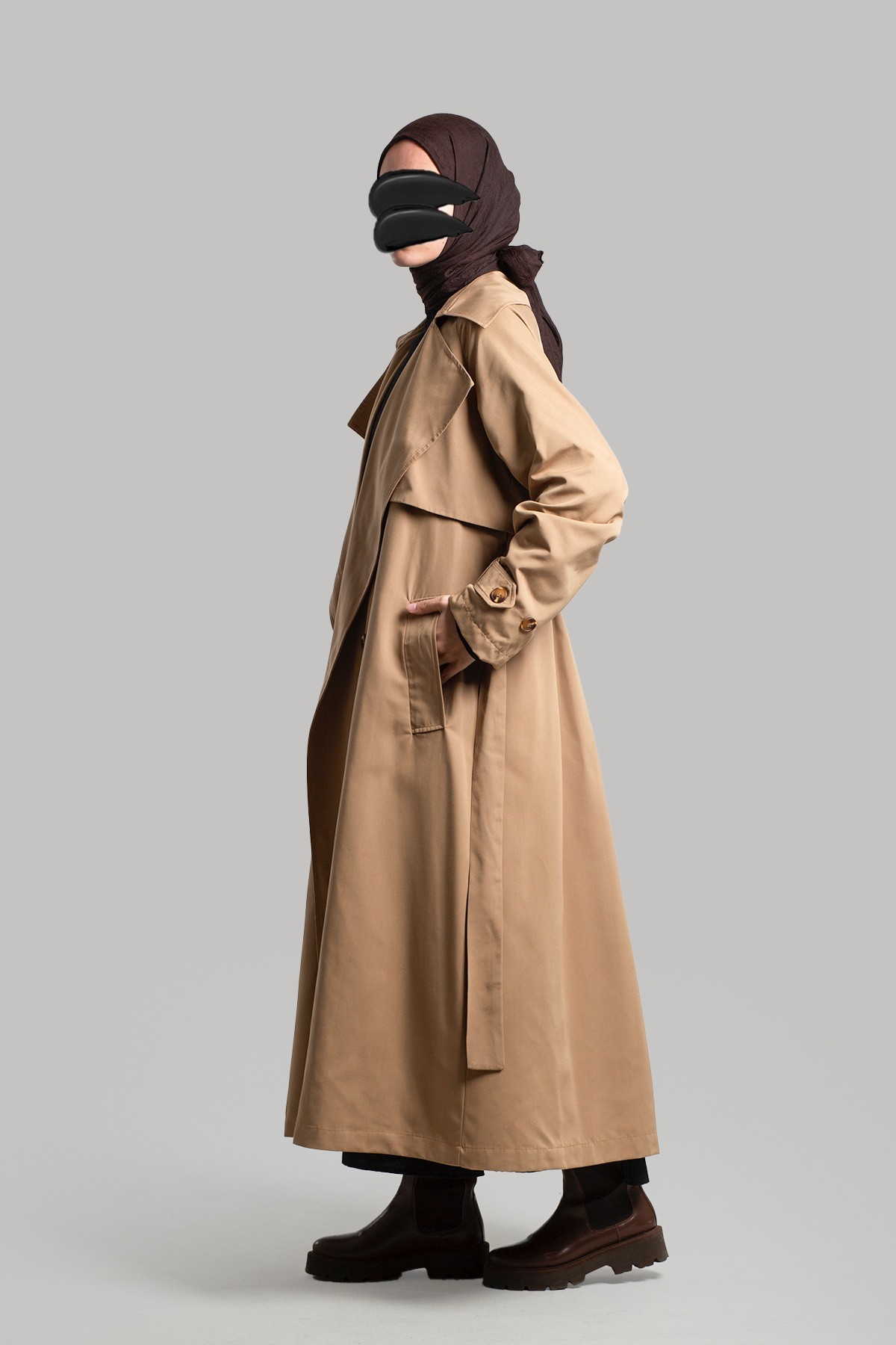 Buttoned Trench Coat