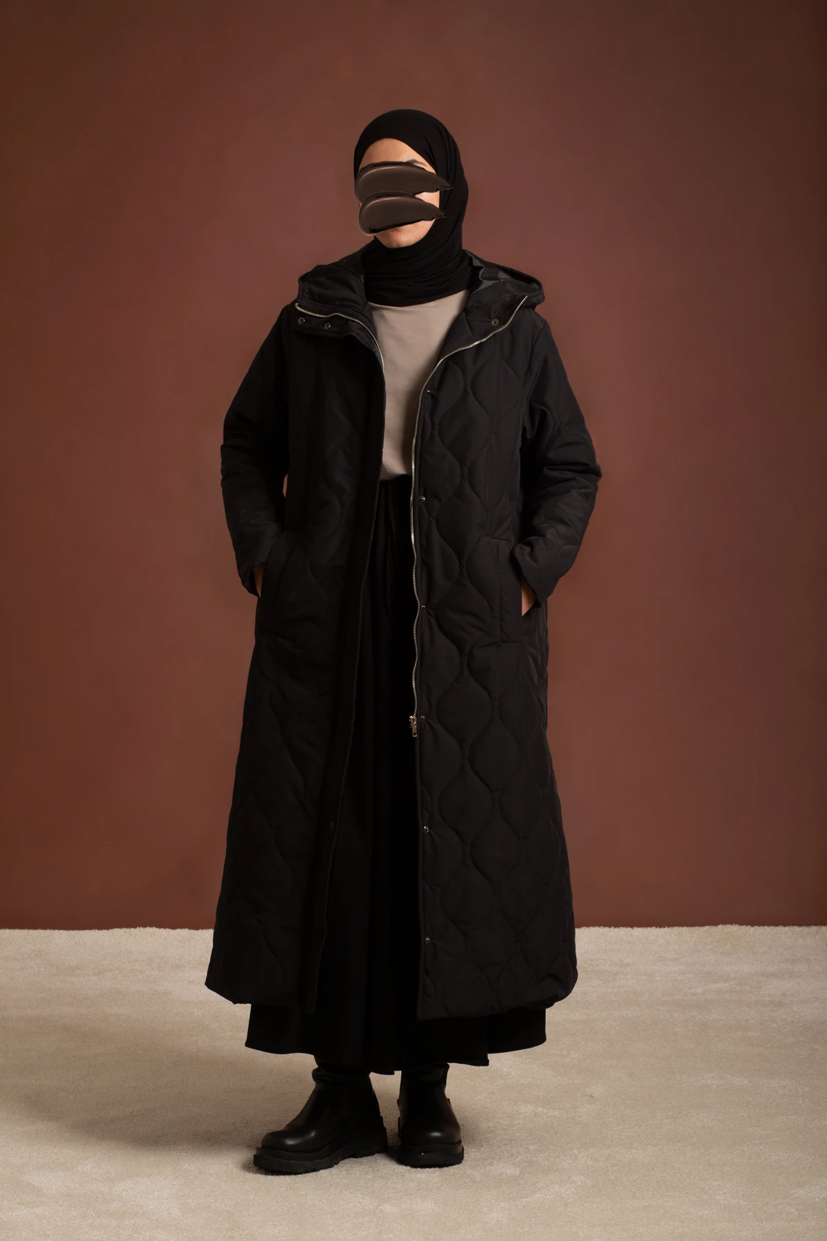 Hooded Long Quilted Coat