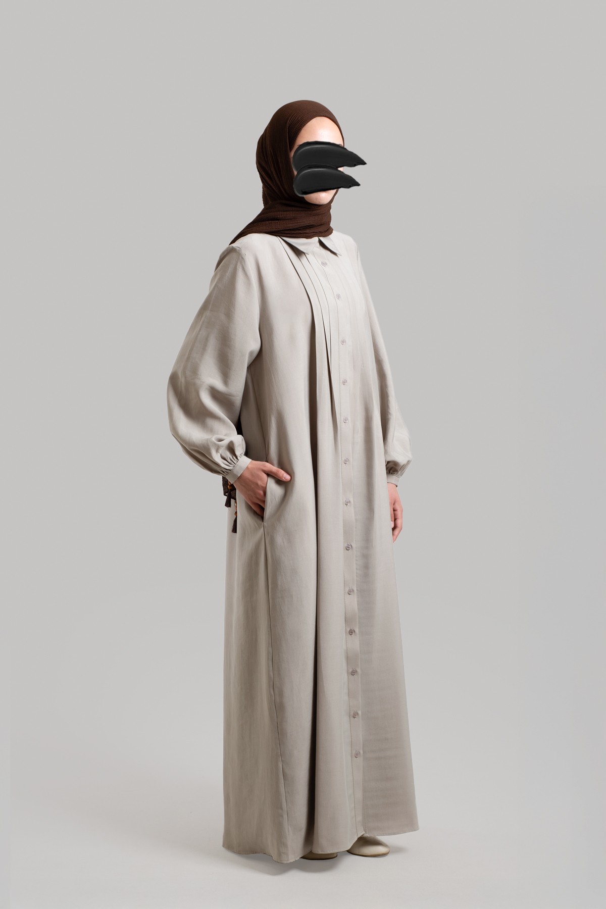 Shirt-Collar Tencel Dress