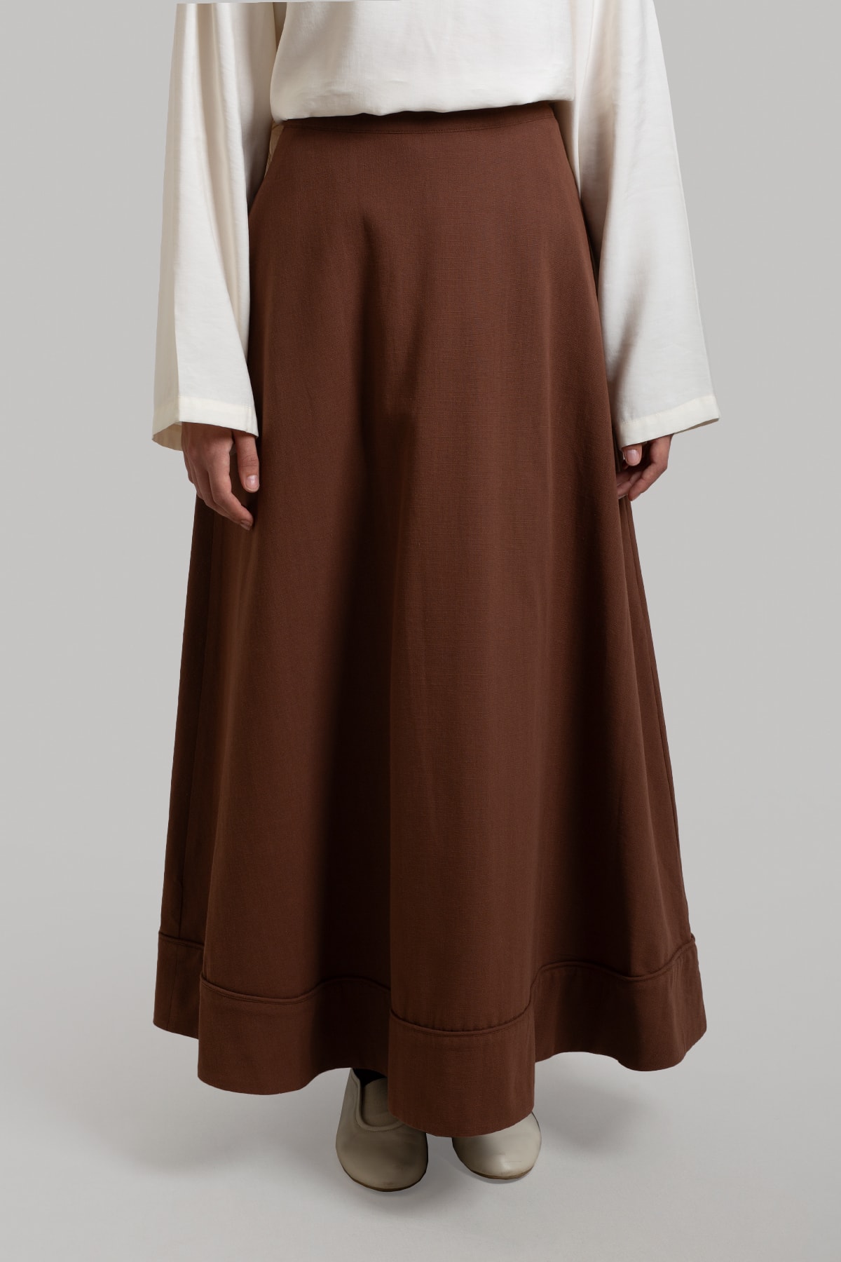 Natural Linen Skirt - Brown