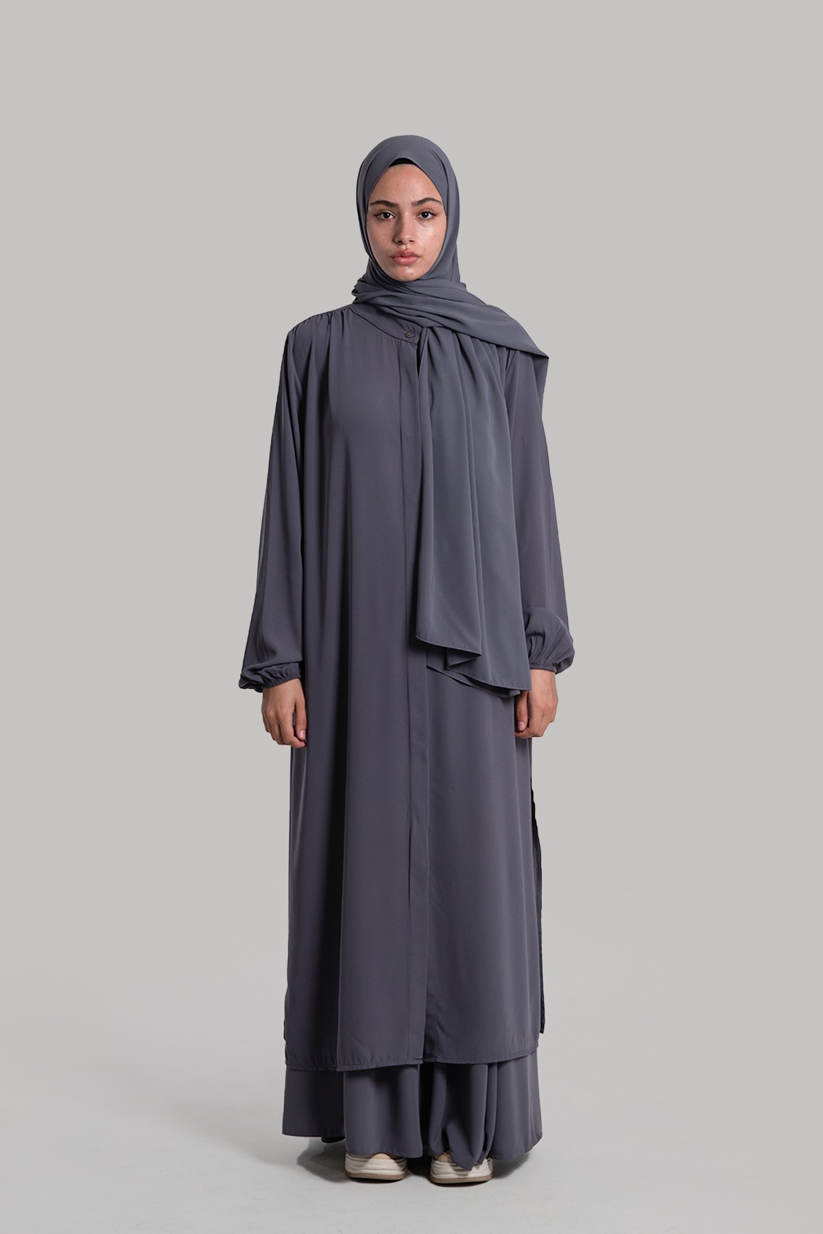 Long Skirt Abaya - Gray