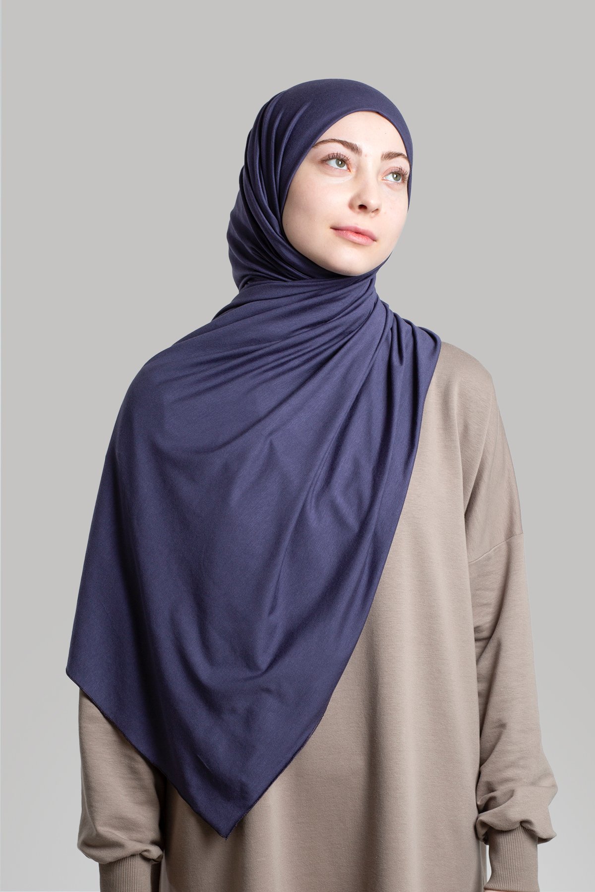 Combed Cotton Shawl - Denim