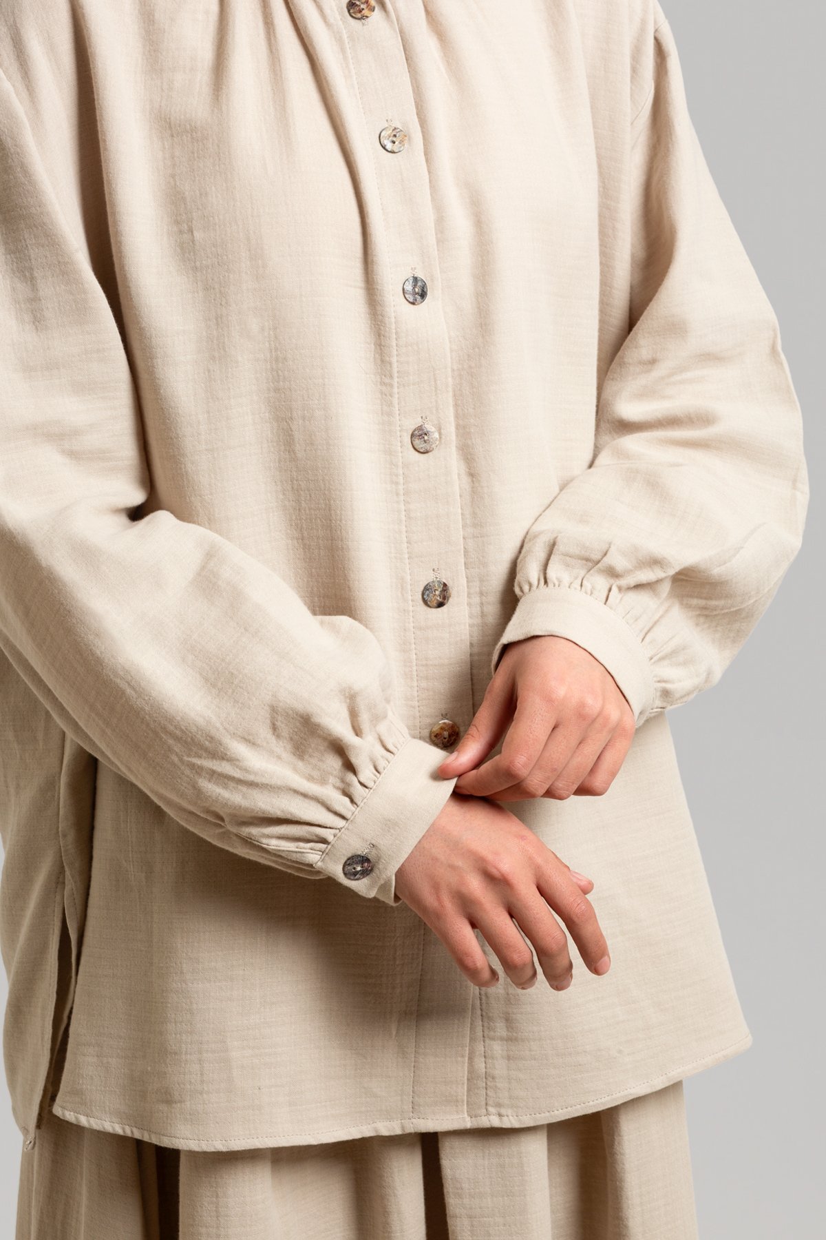 Muslin Gathered Shirt - Stone