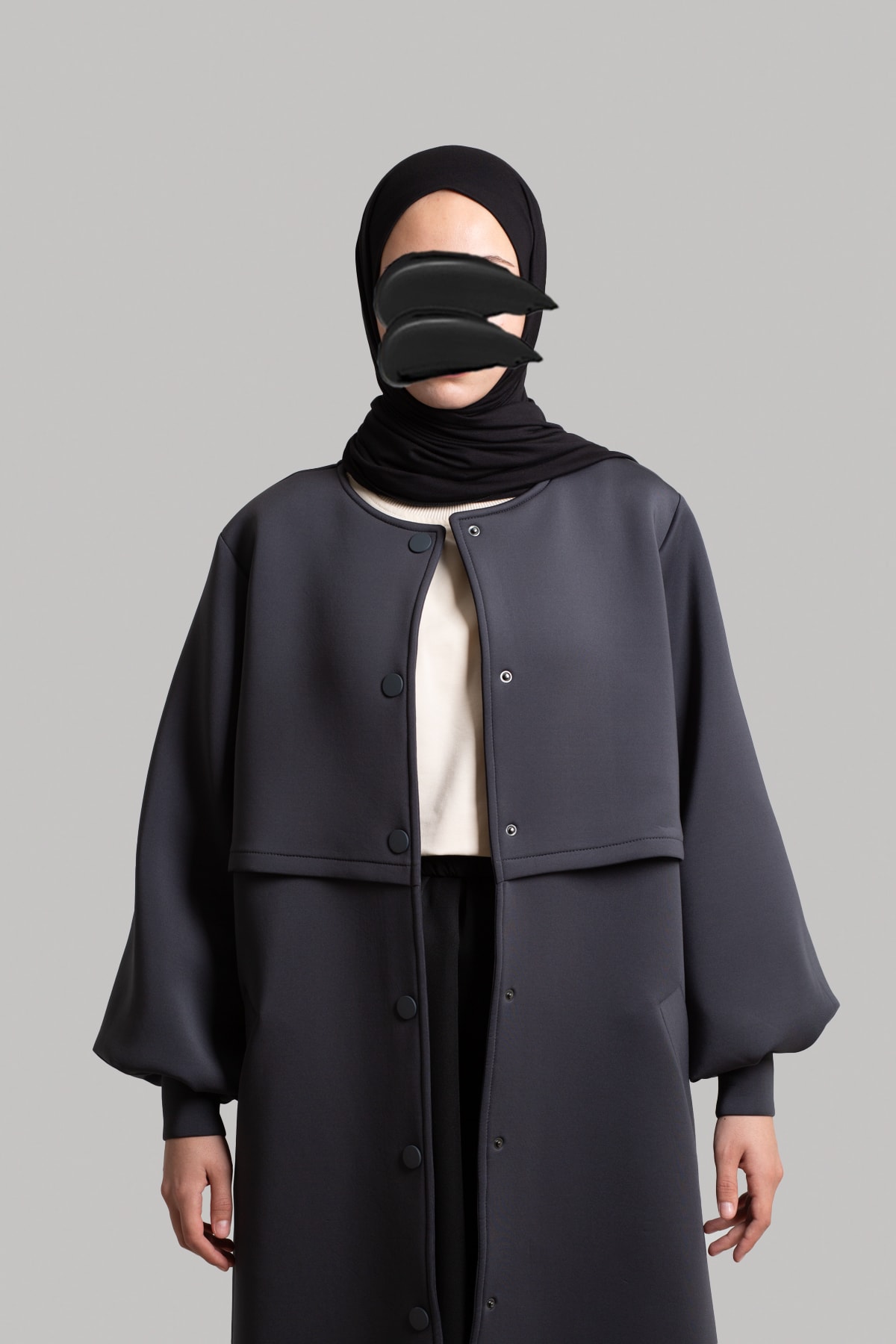 Puffy Scuba Coat - Anthracite Grey