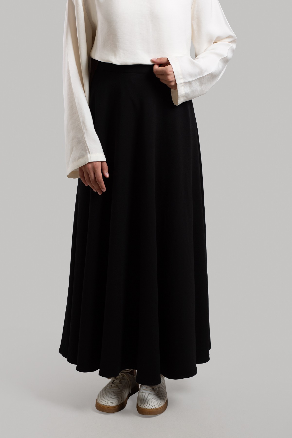 Elastic Waist Flared Skirt