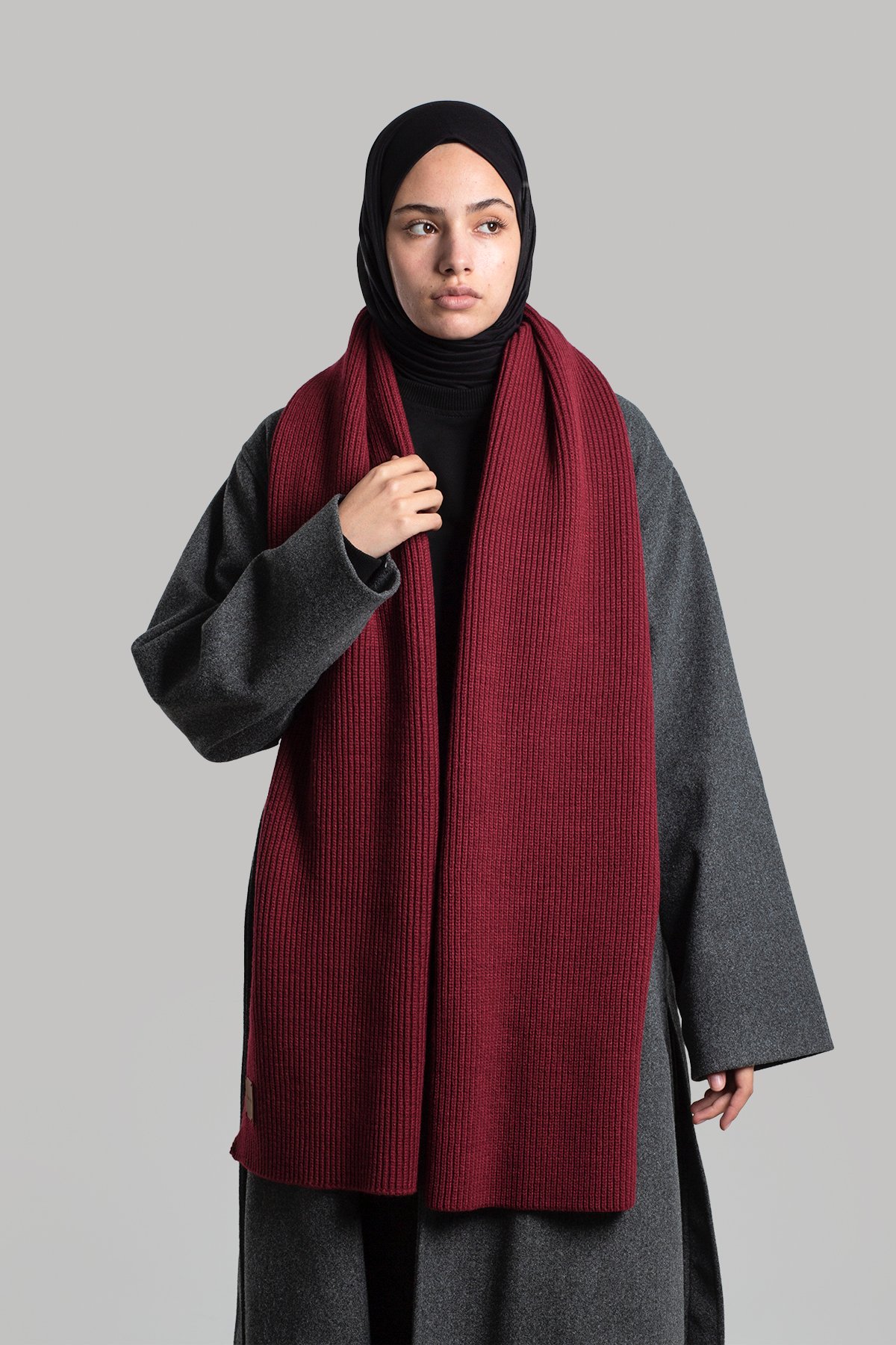 Knitted Scarf - Claret Red