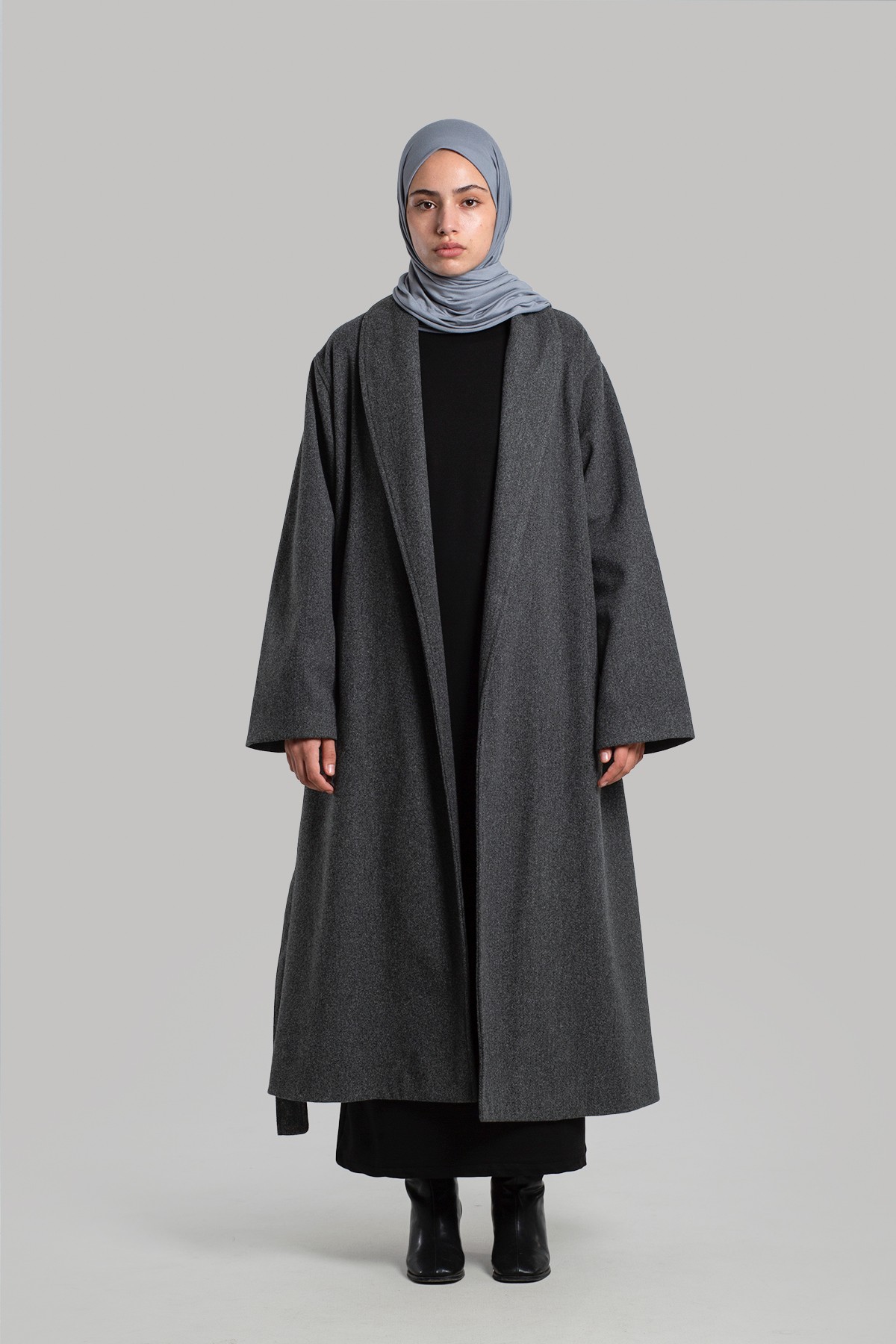 Shawl Lapel Overcoat - Gray