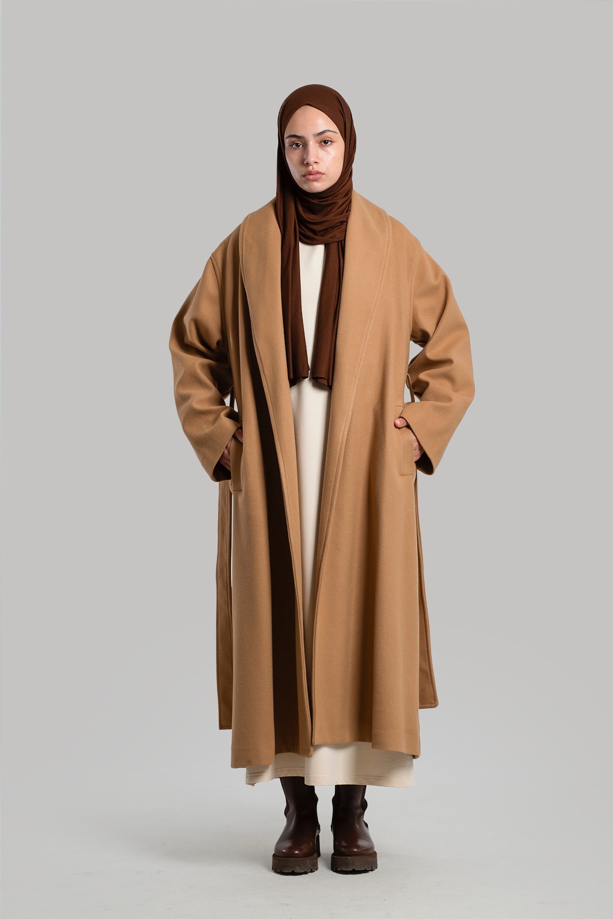 Shawl Lapel Overcoat - Camel