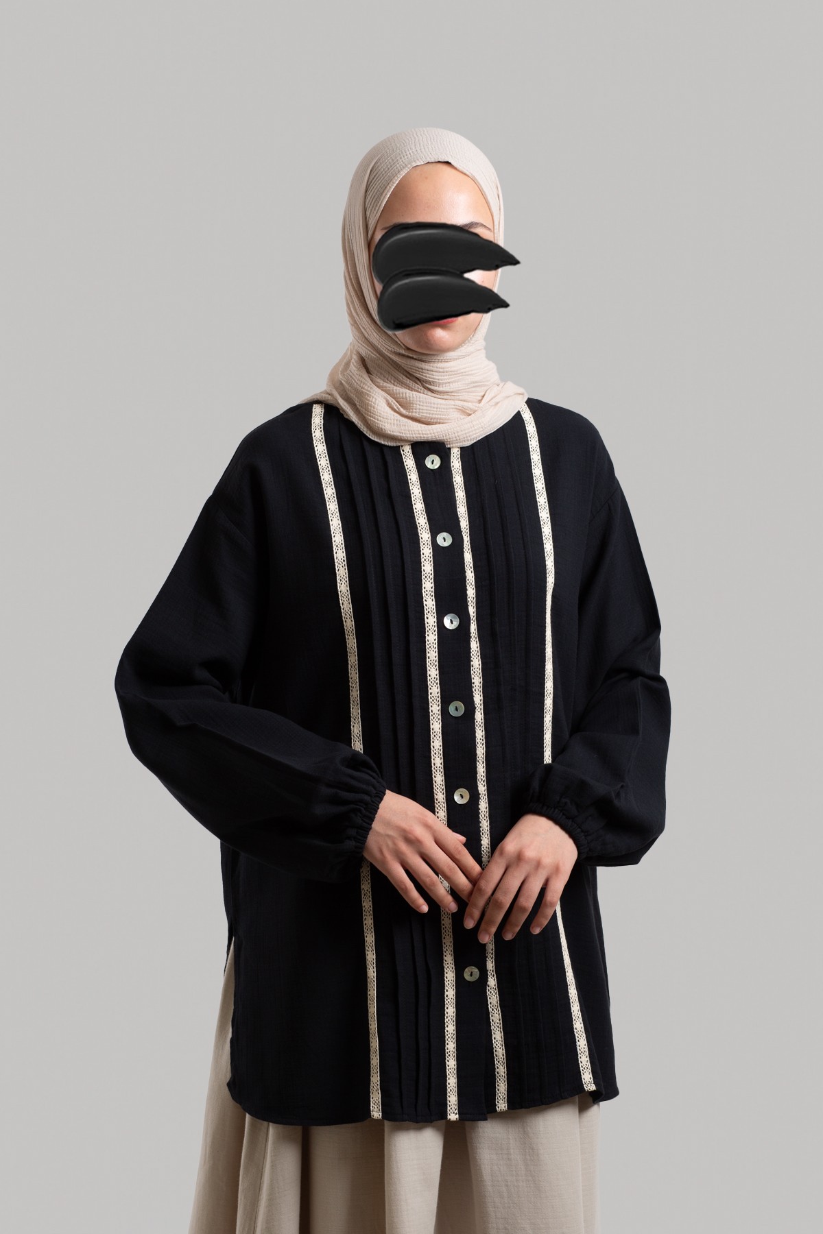 Muslin Shirt with Pintuck Details