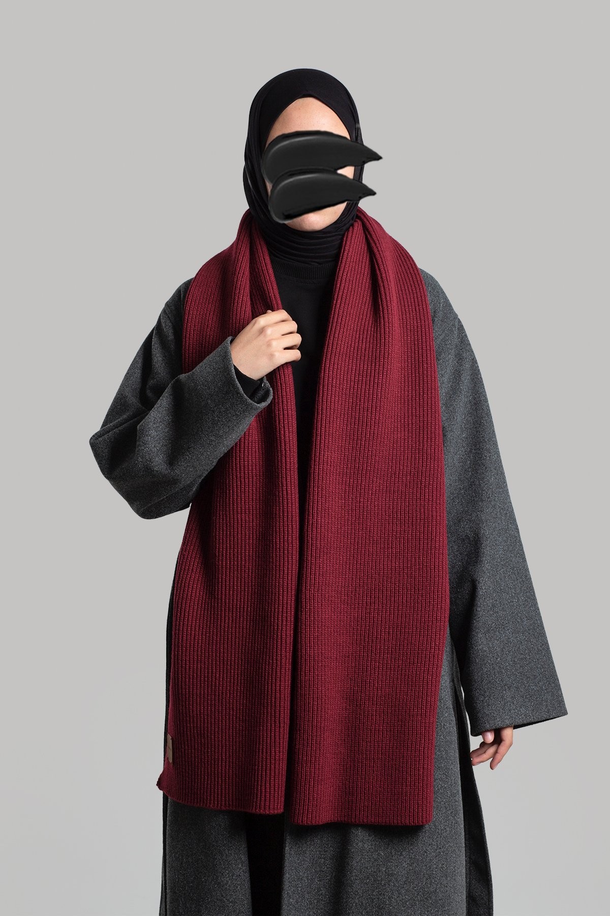 Knitted Scarf - Claret Red