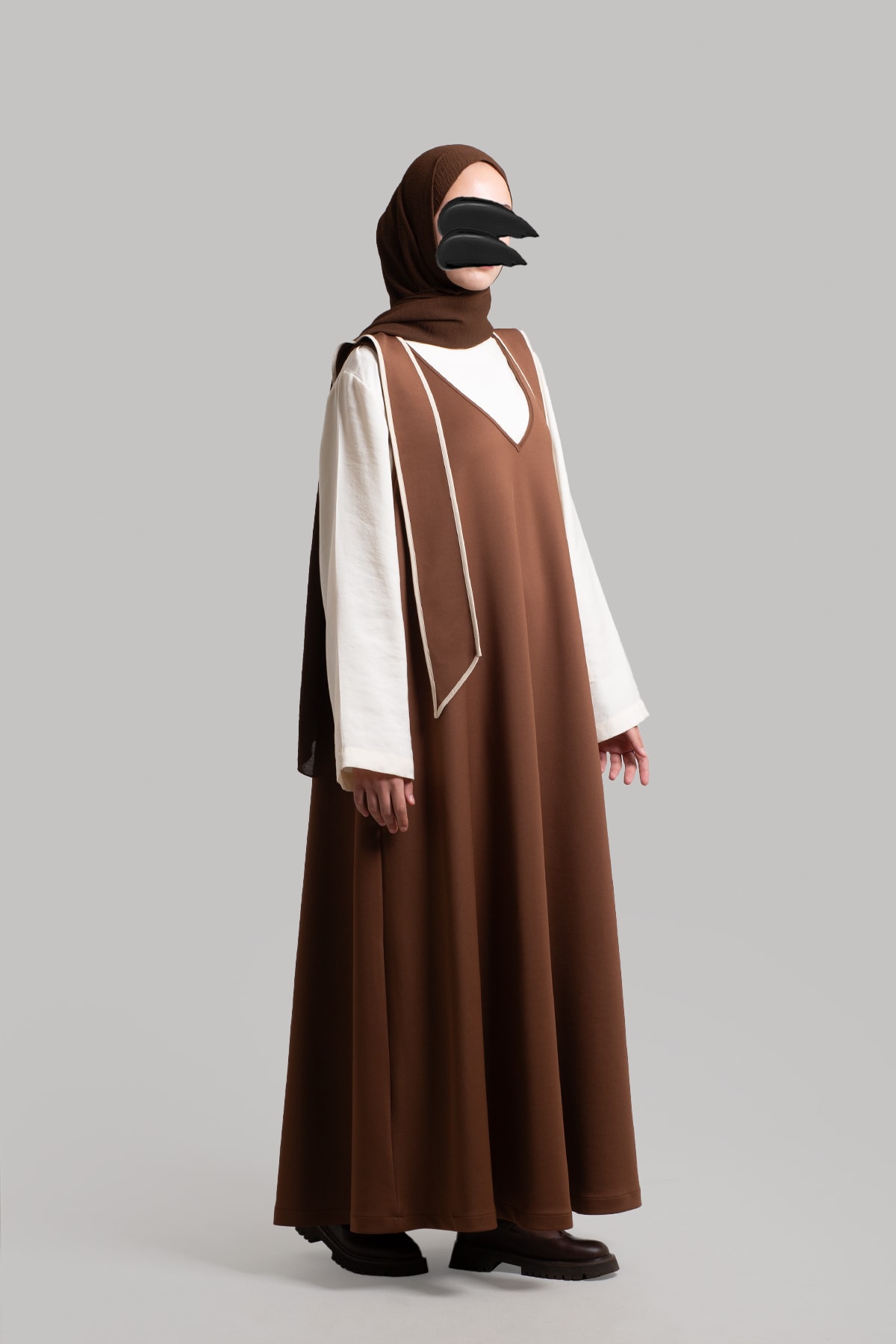 Bow-detailed Scuba Dress - Brown