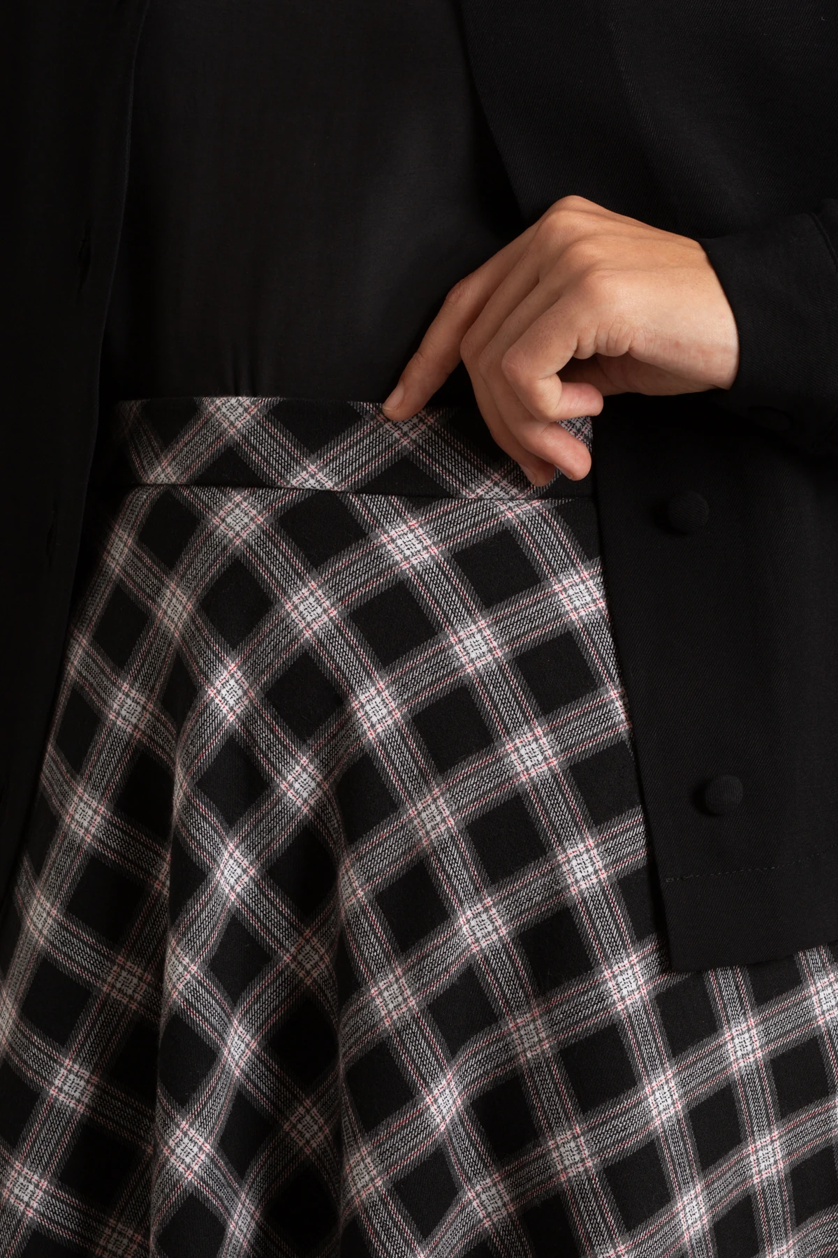 Plaid Cotton Flared Skirt