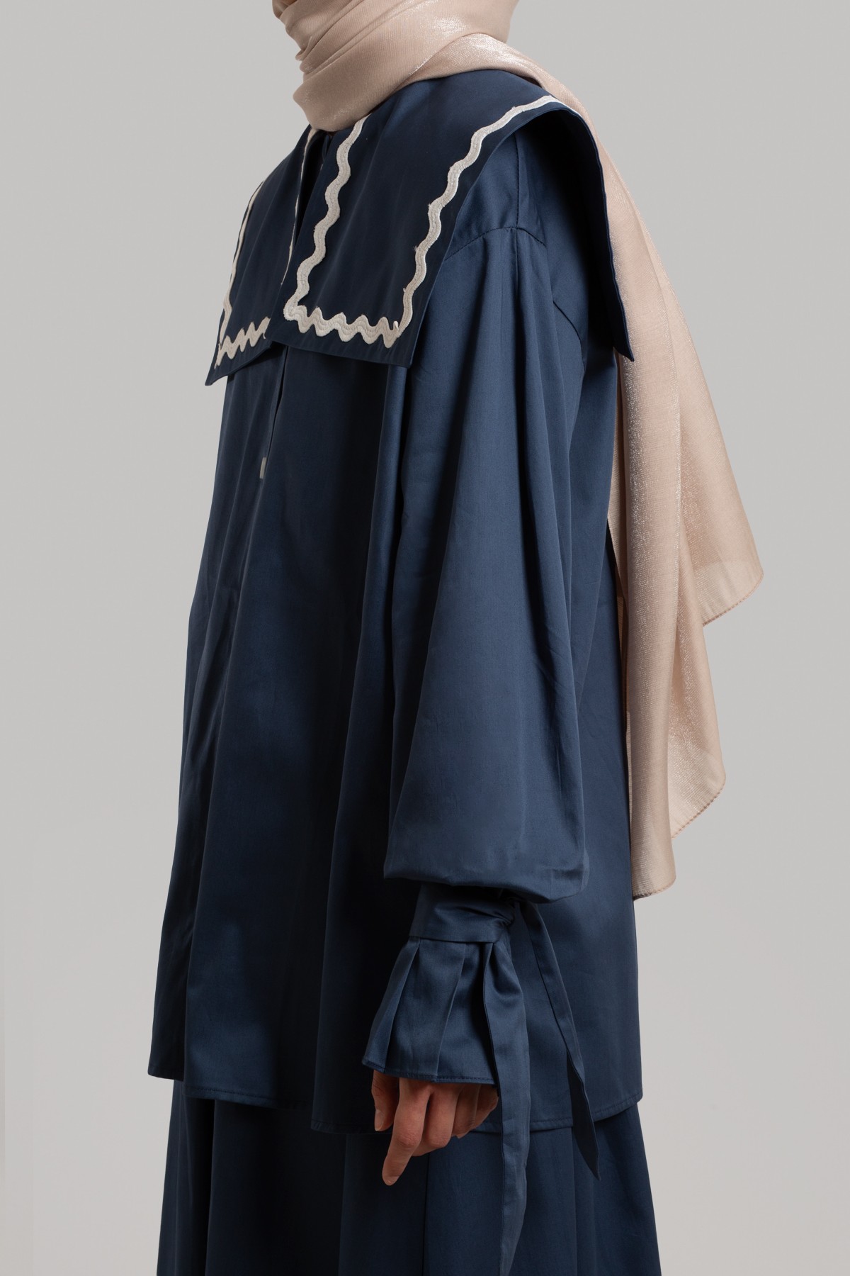 Sailor Collar Shirt - Steel Blue