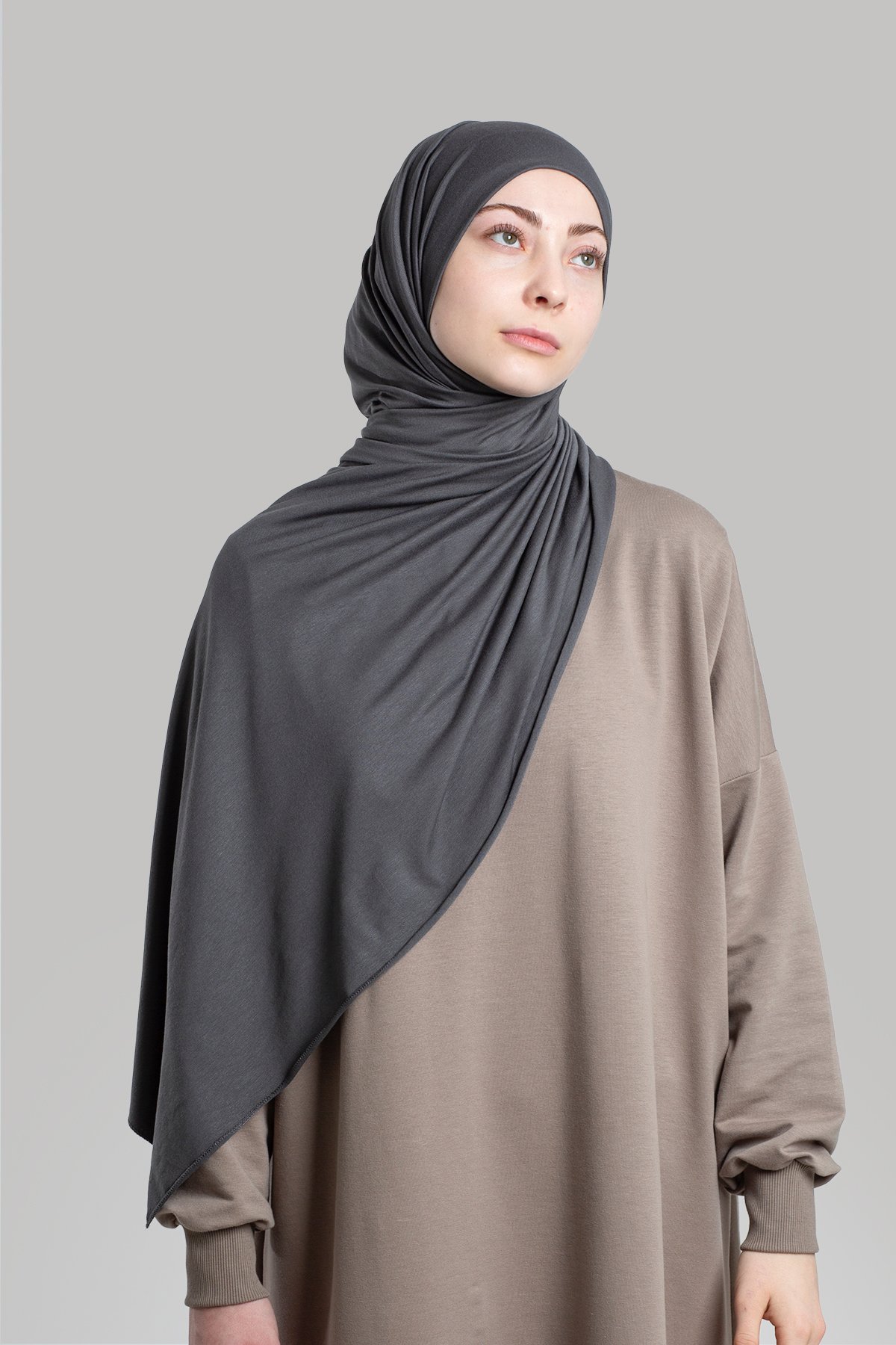 Combed Cotton Shawl - Dark Gray