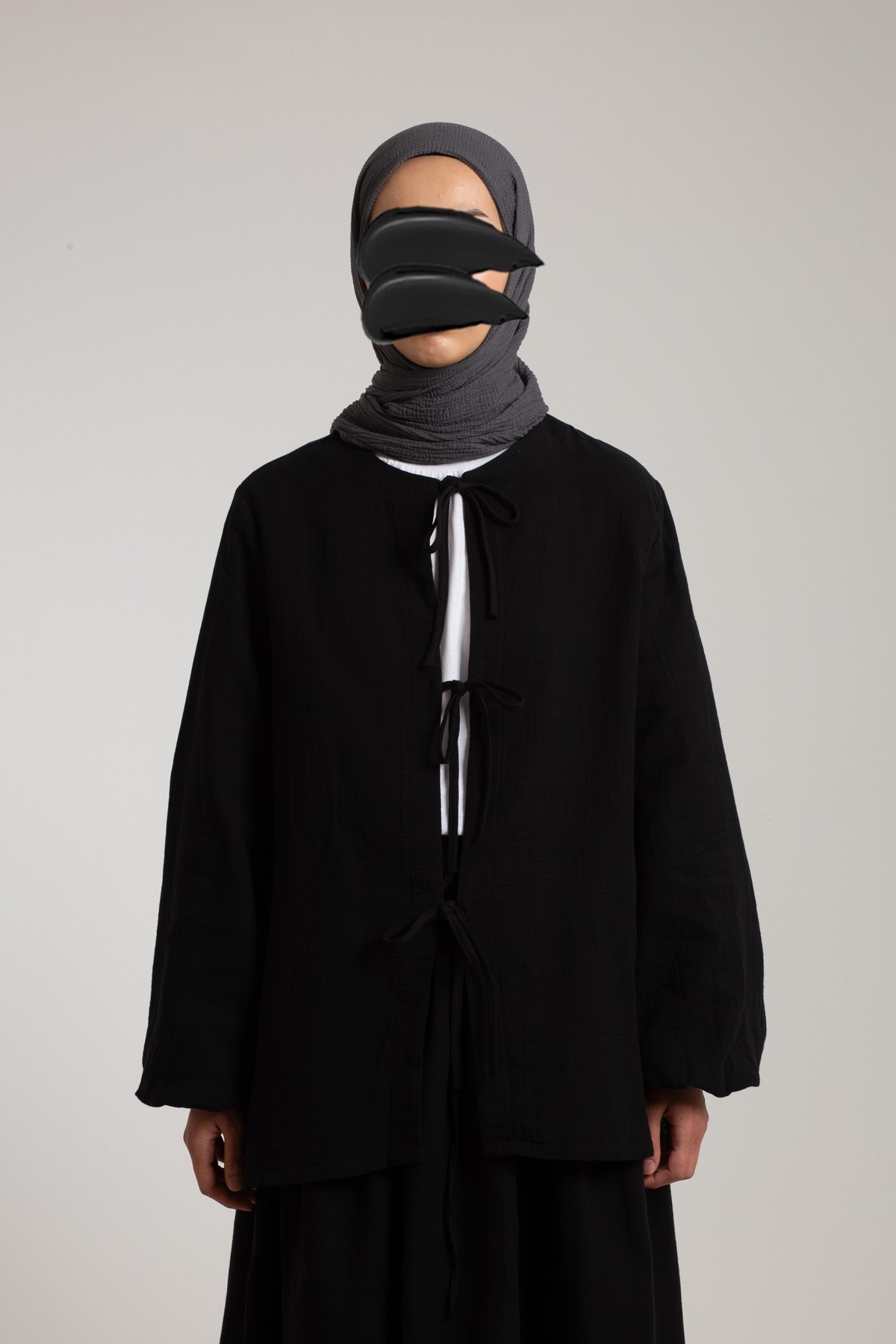 Bow-Detail Muslin Jacket - Black