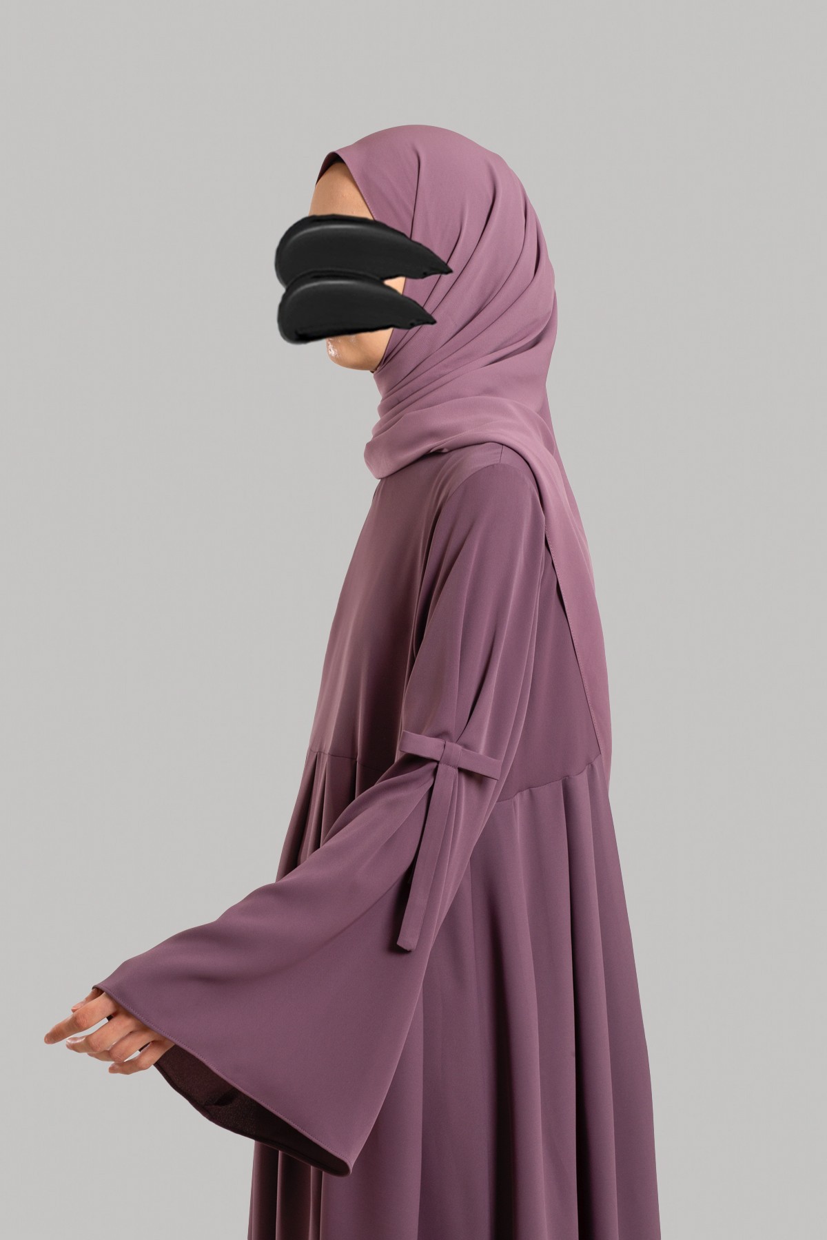 Bow-Accented Abaya - Plum