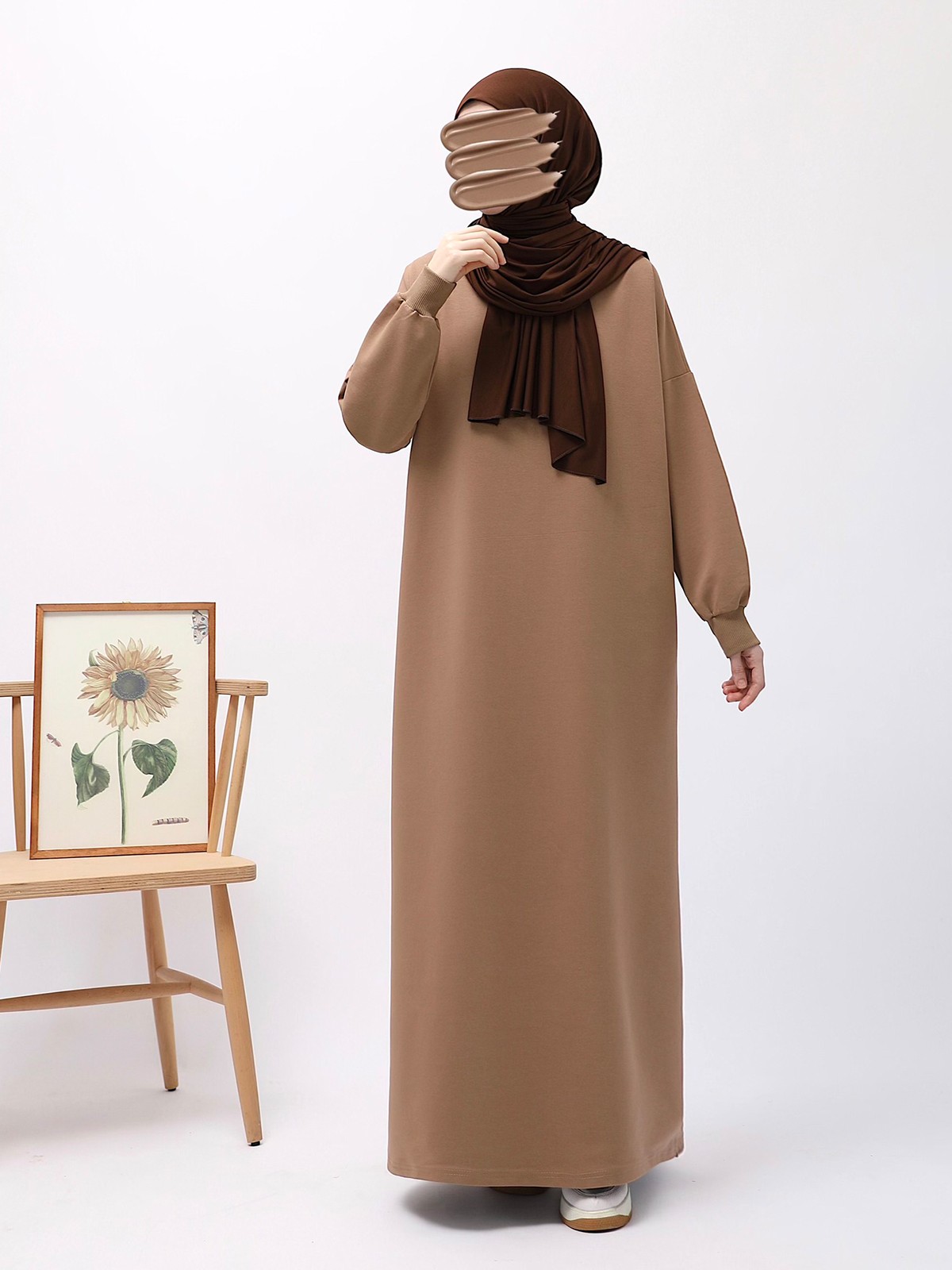 Long Knitted Dress - Camel