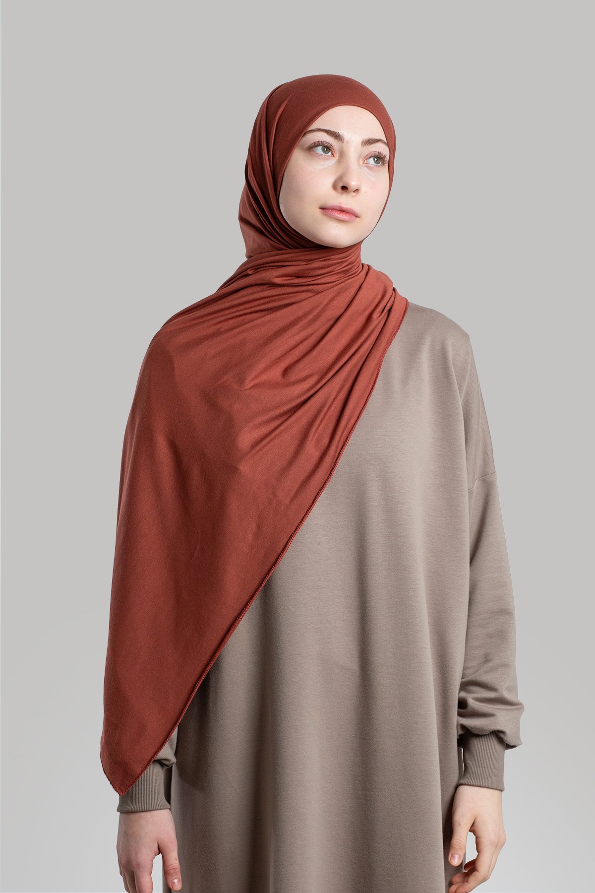 Combed Cotton Shawl - Cinnamon