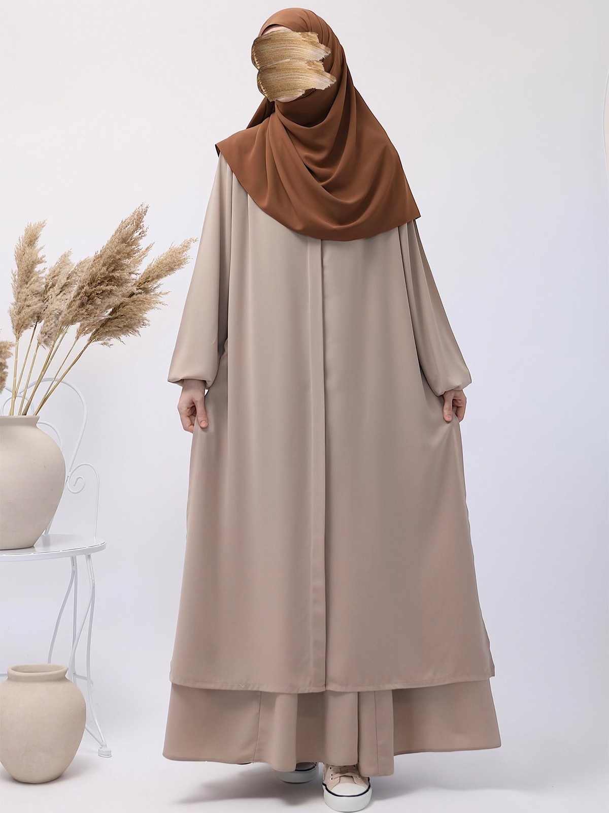 Long Skirt Abaya - Latte