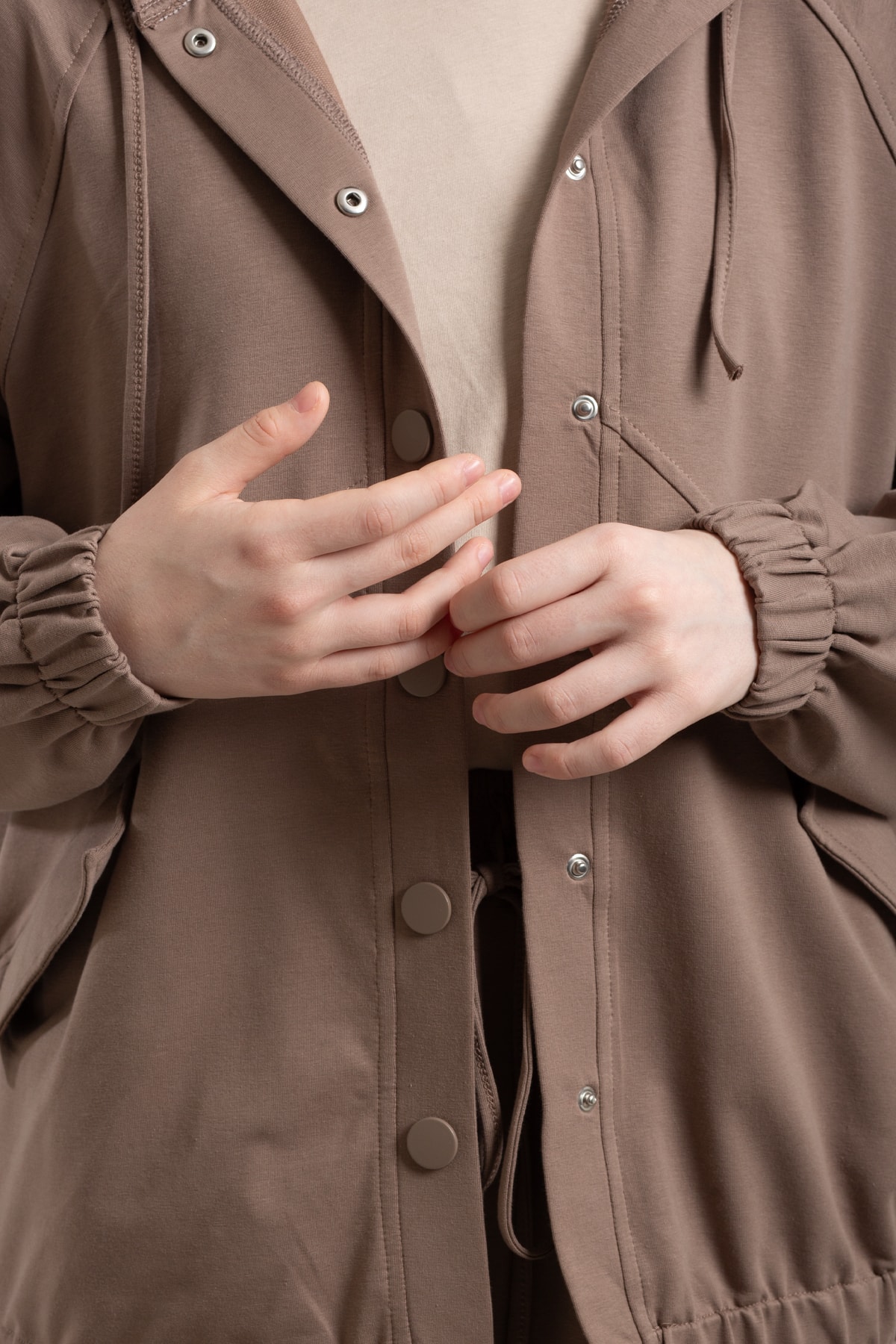 Snap-Button Bomber Sweatshirt