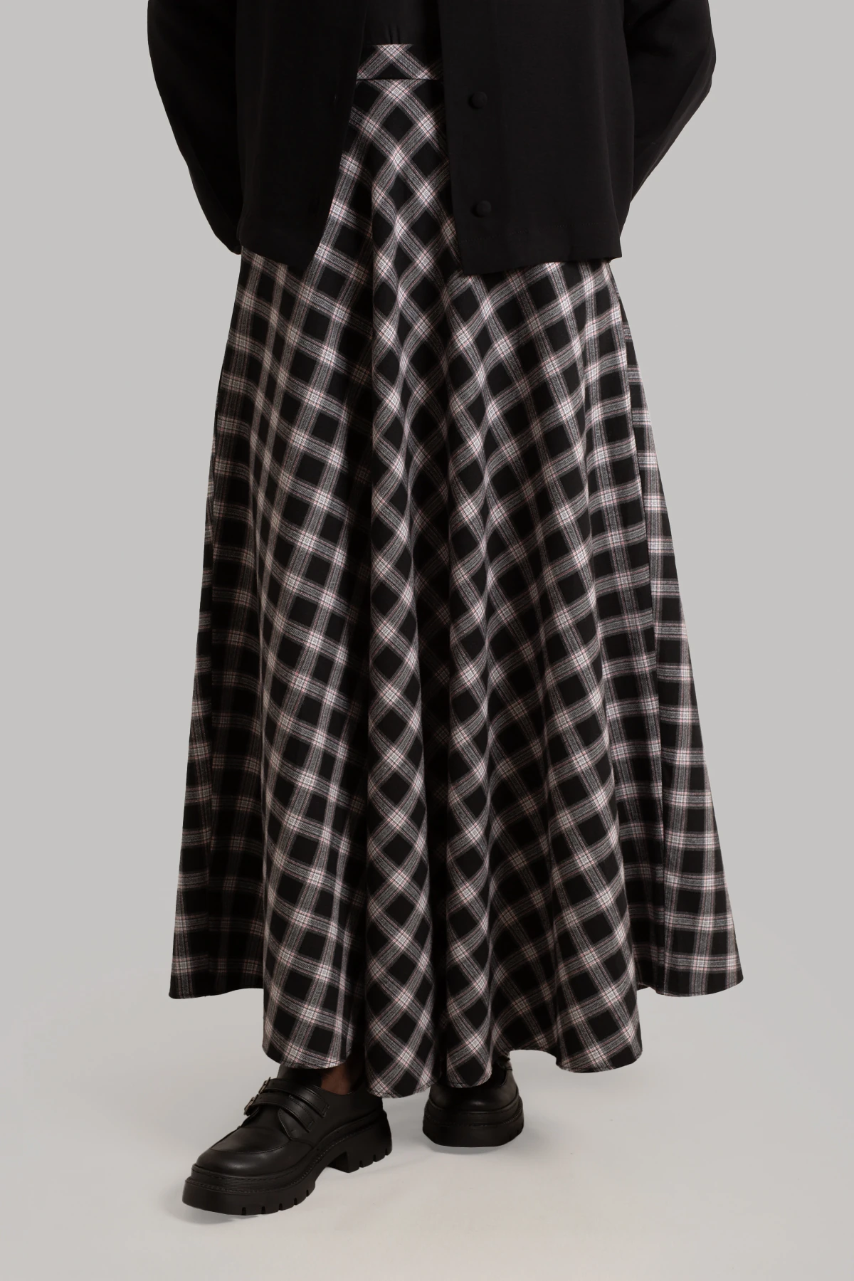 Plaid Cotton Flared Skirt