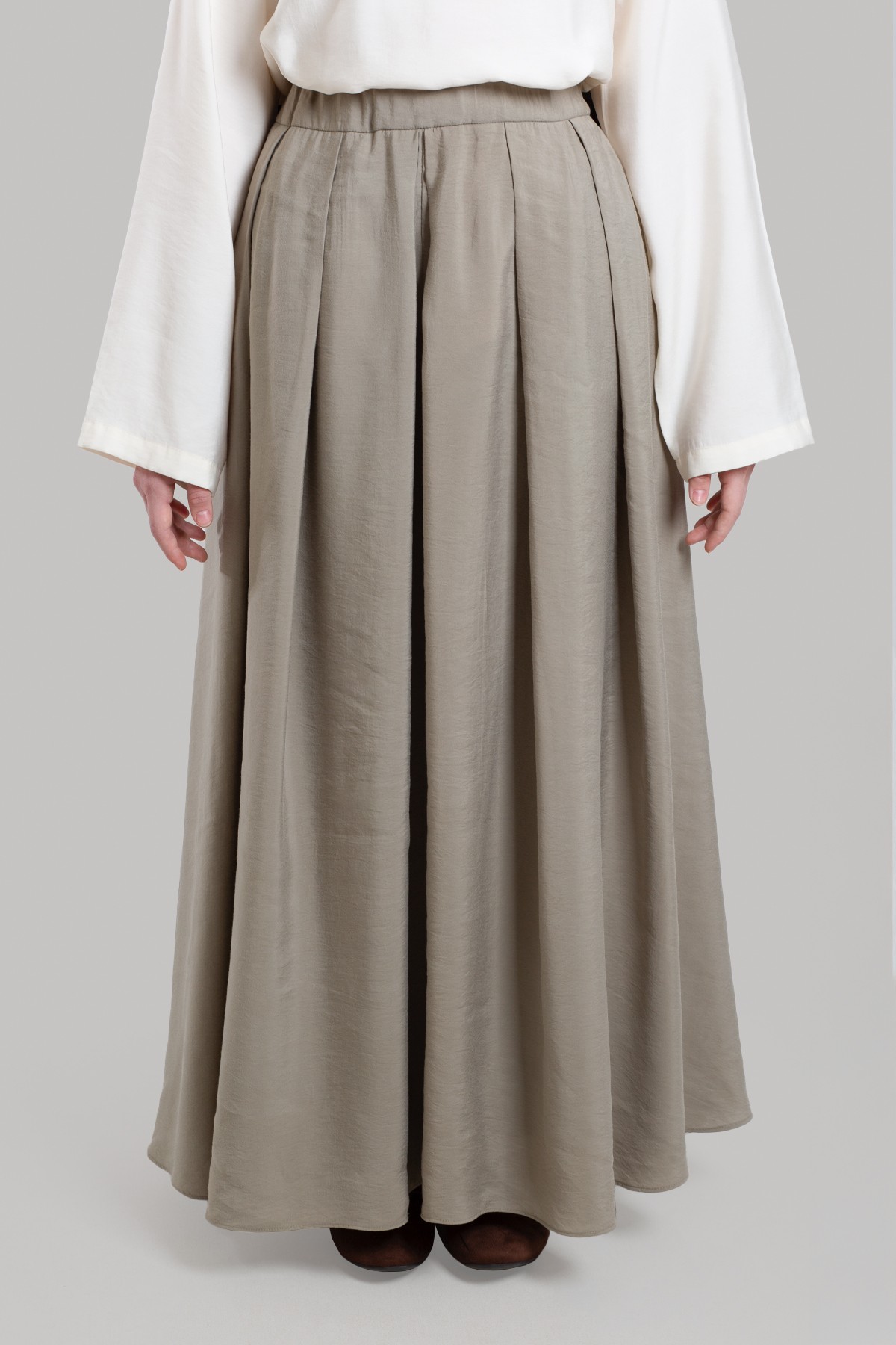 Pleated Modal Skirt - Stone grey