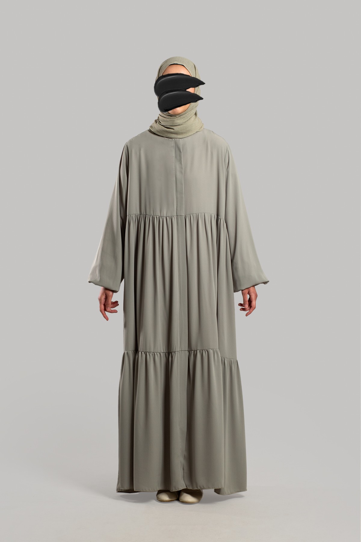 Duru Zipped Abaya - Soft Green