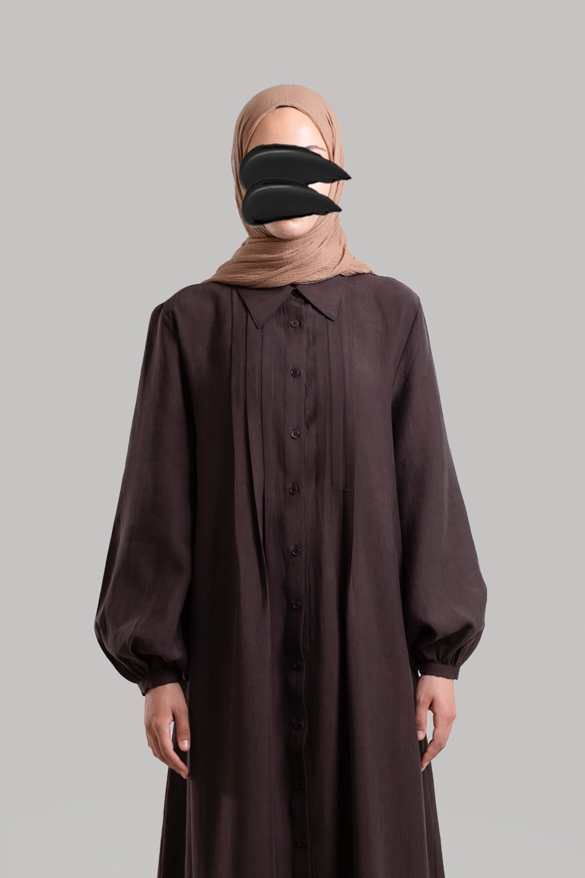 Shirt-Collar Tencel Dress - Bitter Brown